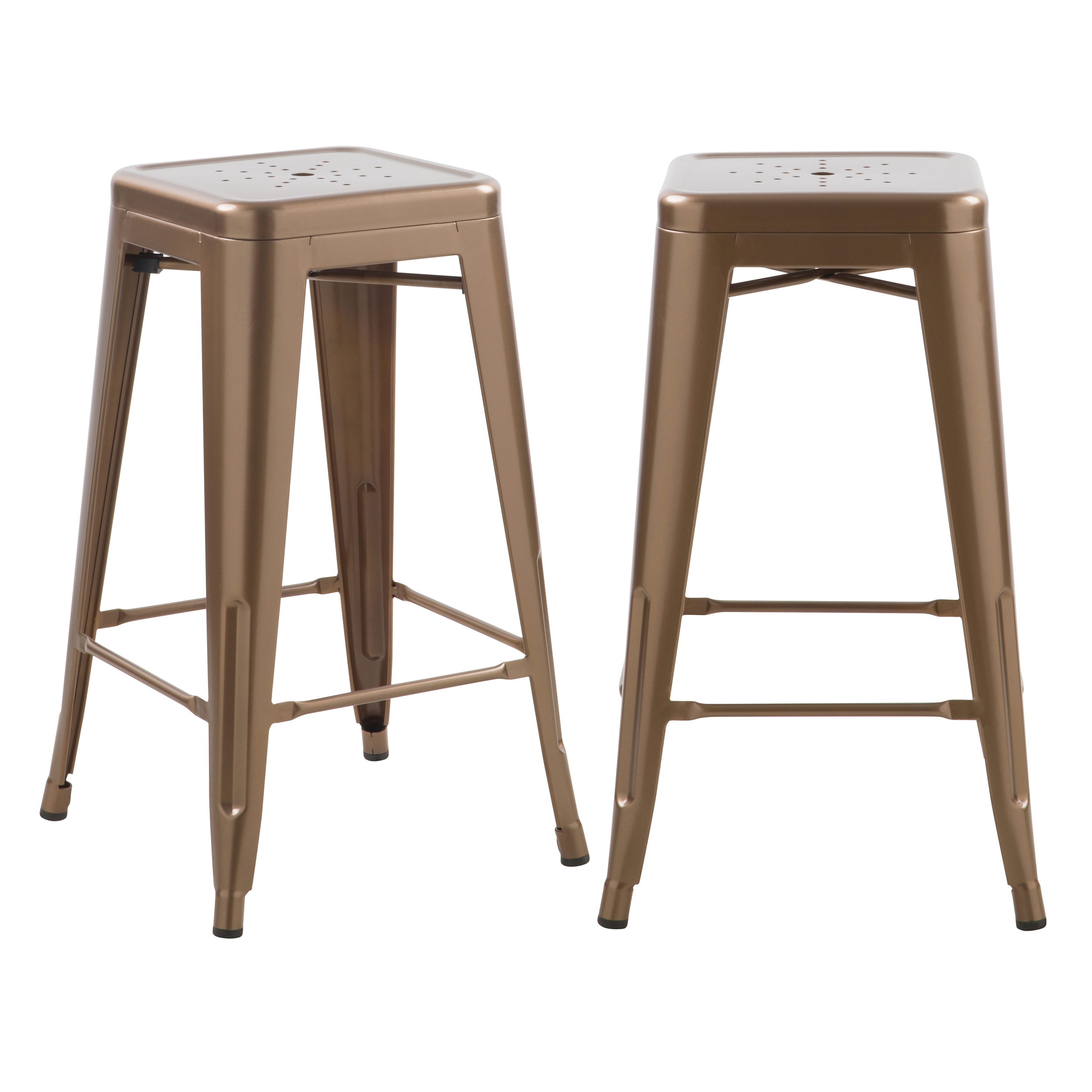 Tabouret de bar mi-hauteur 66 cm en métal cuivre mat (x2) Tabouret de bar mi-hauteur 66 cm en métal cuivre mat (x2)