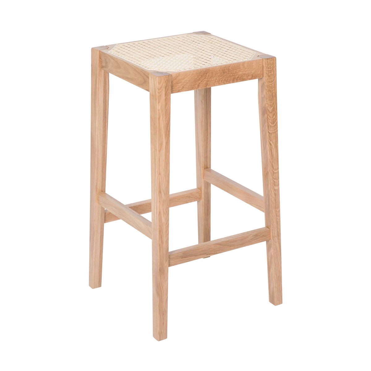 Tabouret de bar mi-hauteur 65 cm en cannage et bois Tabouret de bar mi-hauteur 65 cm en cannage et bois