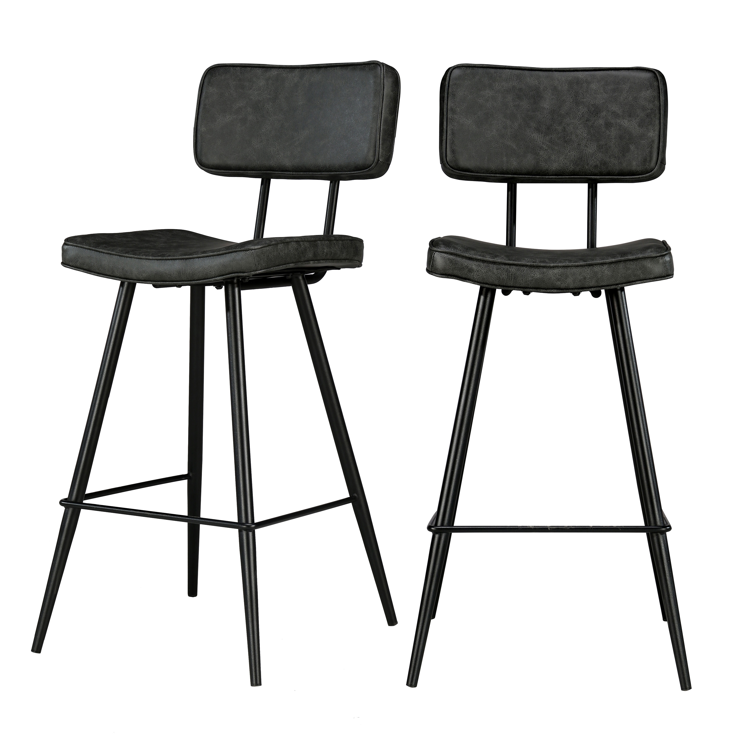 Chaise bar mi-hauteur 65 cm cuir synthétique gris/noir (x2) Chaise bar mi-hauteur 65 cm cuir synthétique gris/noir (x2)