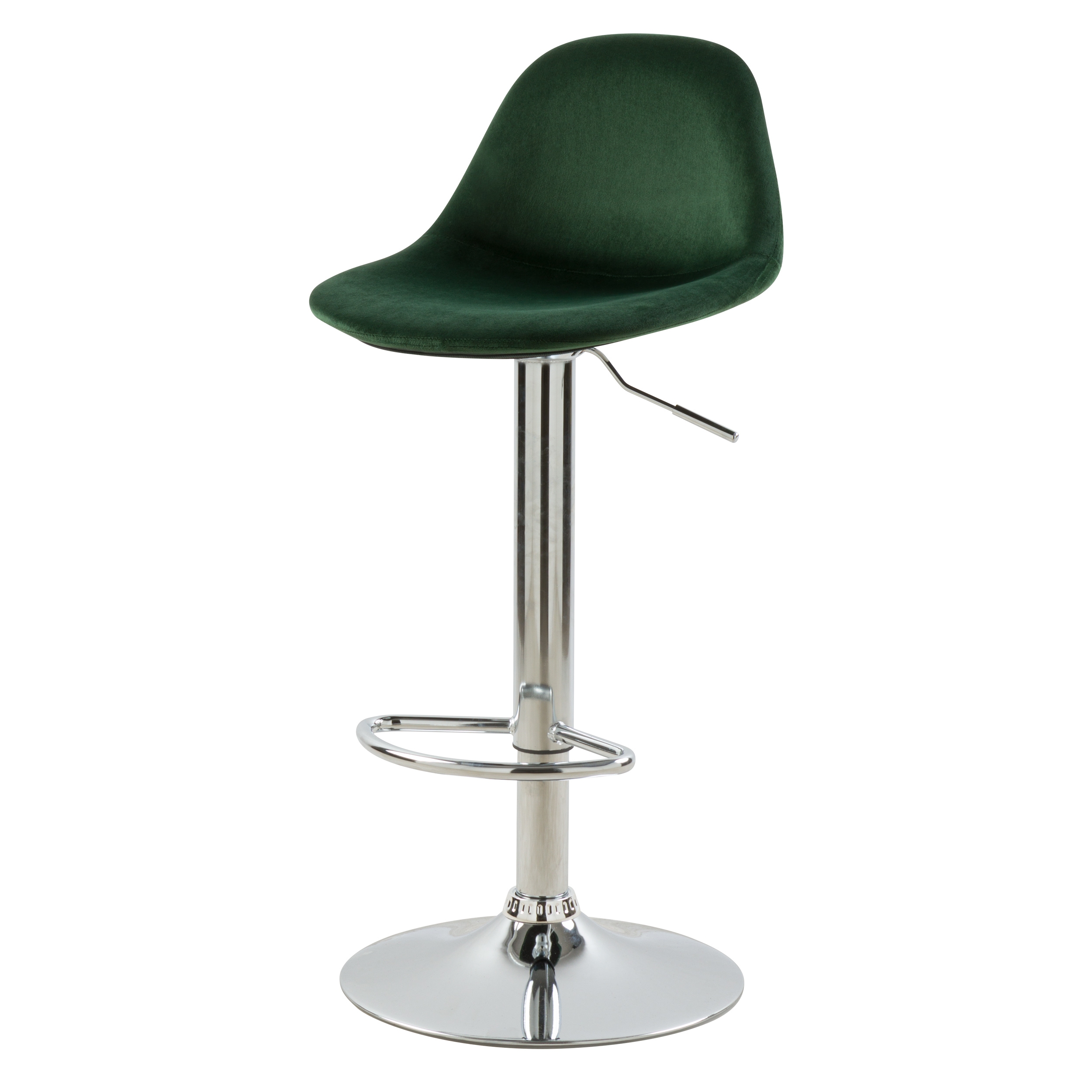 Chaise de bar réglable 60/82 cm en velours vert (photo) Chaise de bar réglable 60/82 cm en velours vert