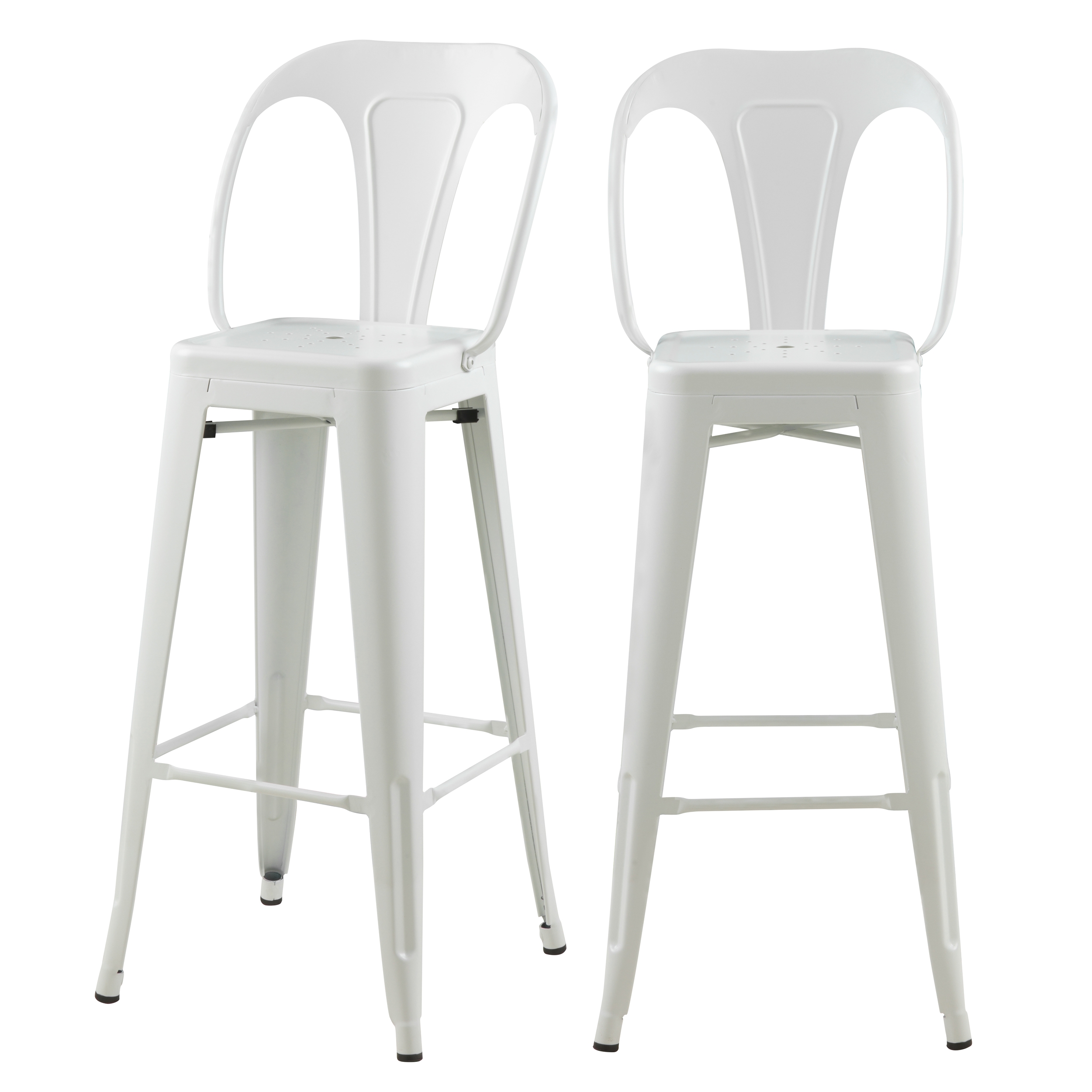 Chaise de bar 76 cm en métal blanc mat (lot de 2)