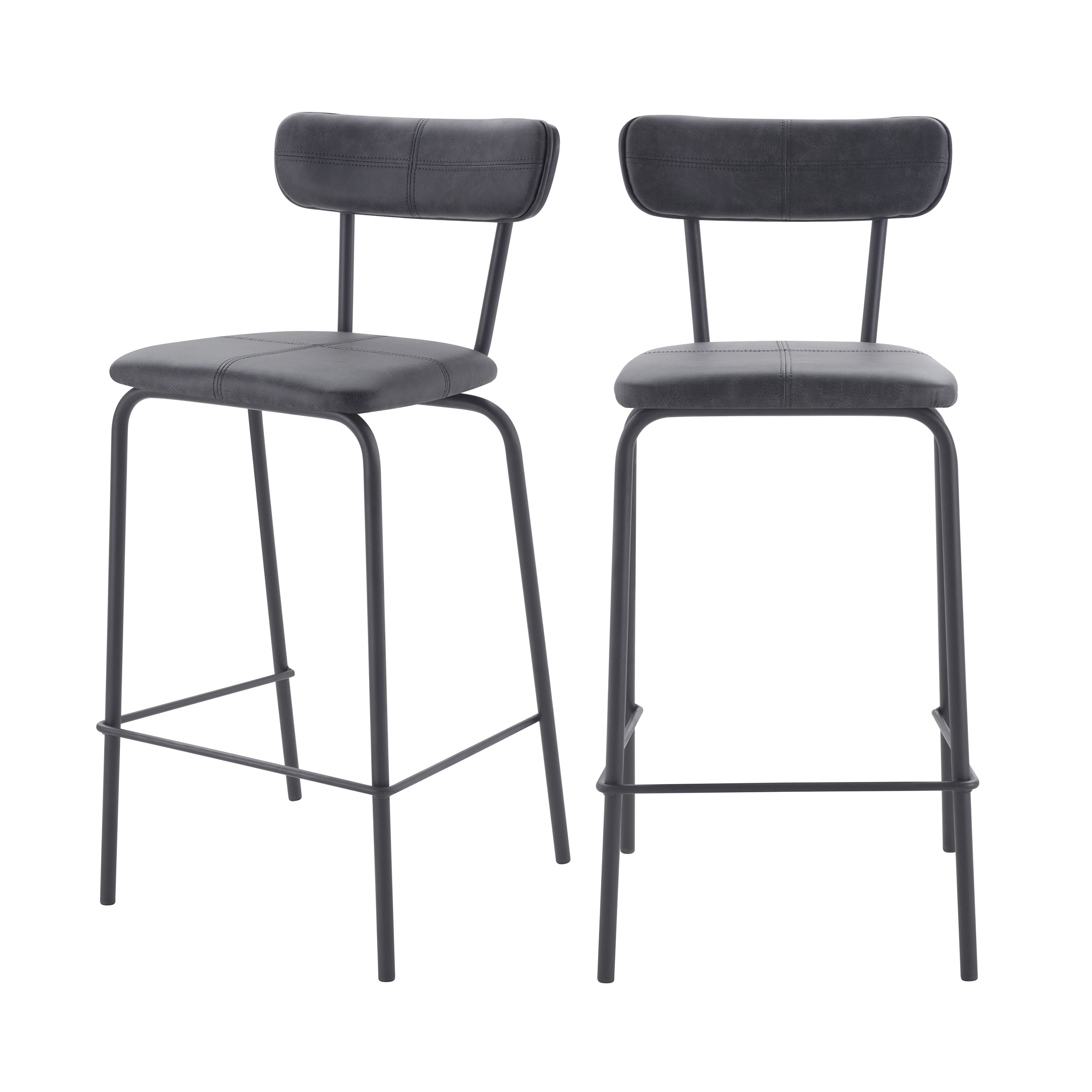 Chaise de bar mi-hauteur 65 cm gris anthracite (lot de 2)