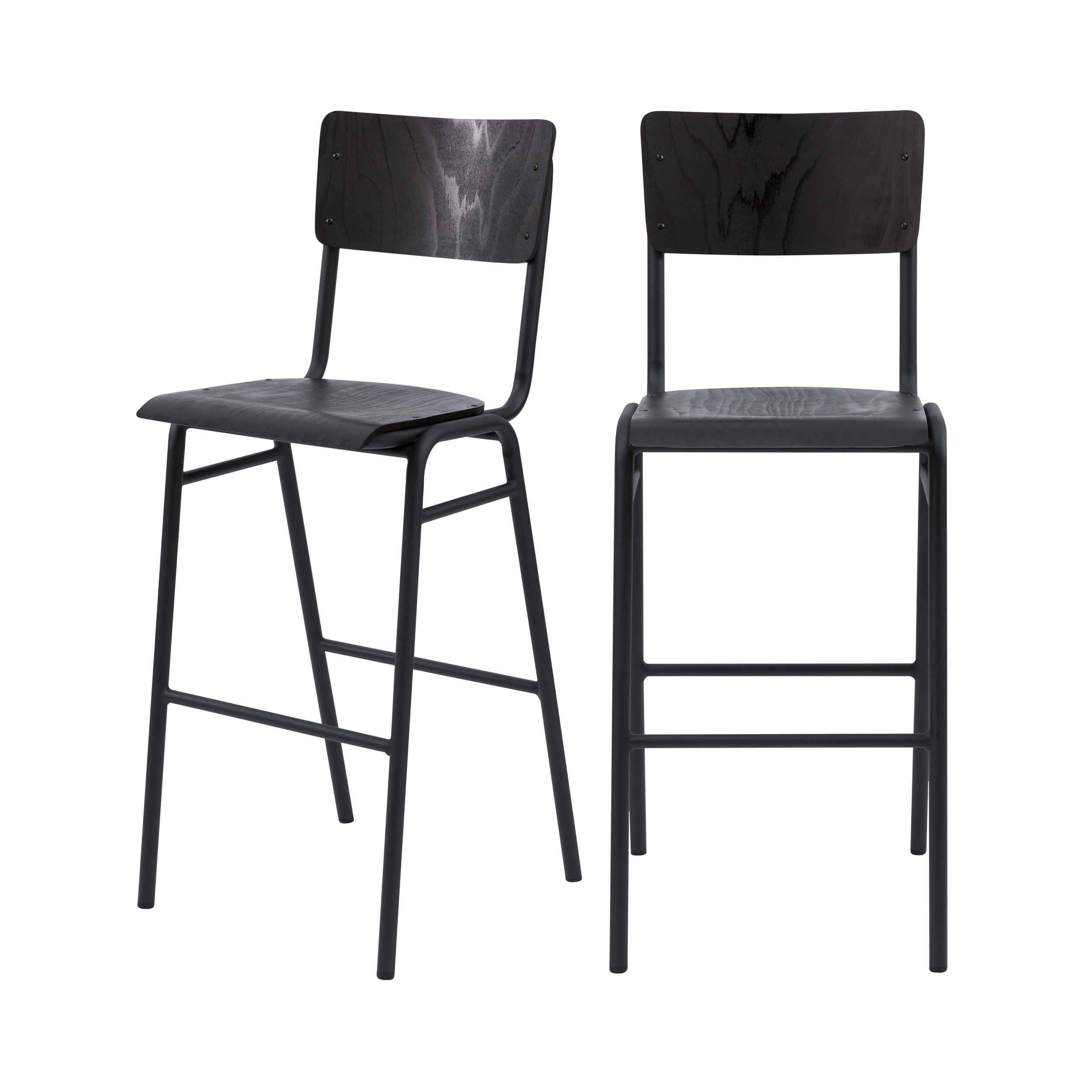 Chaise de bar 75 cm en bois noir (lot de 2) Chaise de bar 75 cm en bois noir (lot de 2)