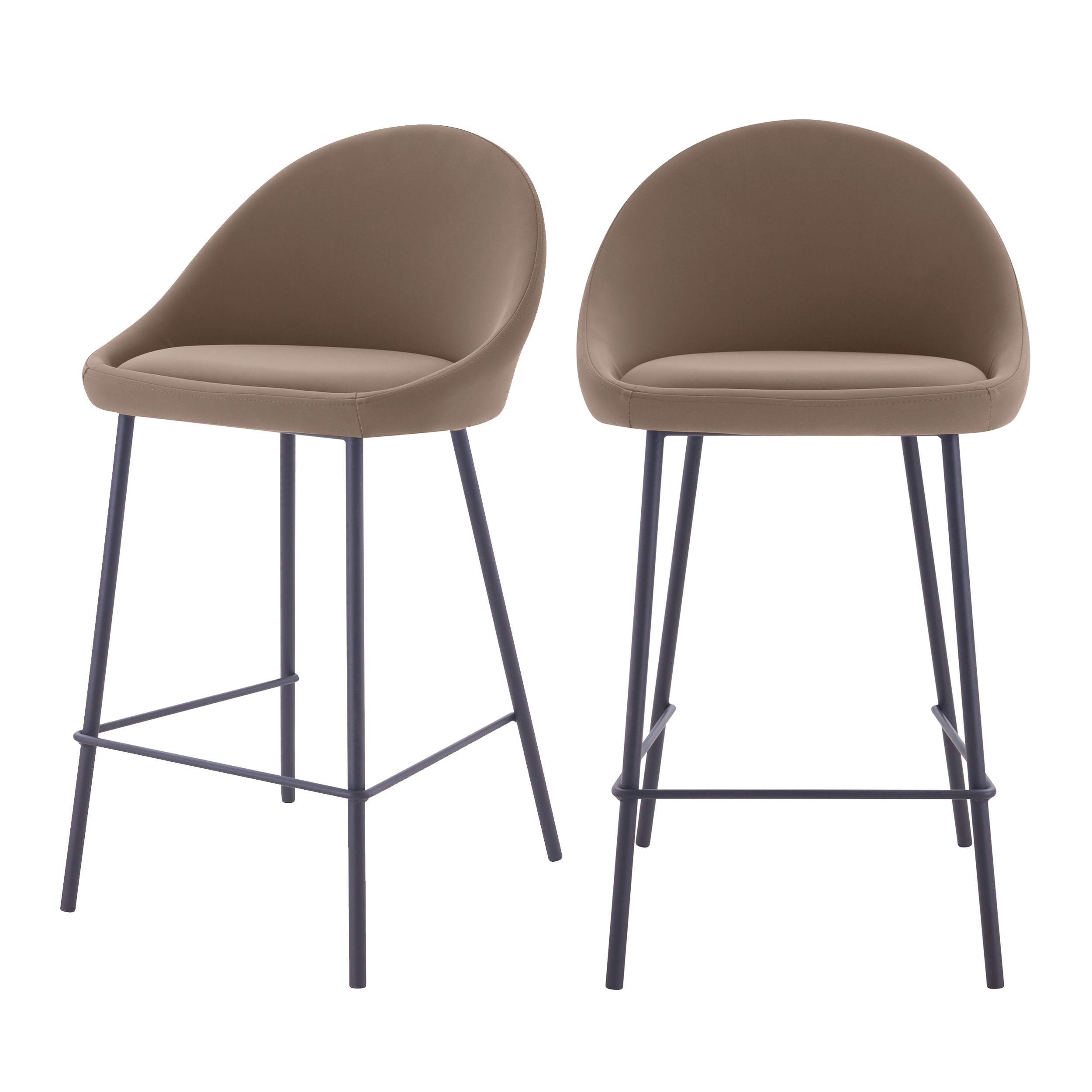 Chaise de bar mi-hauteur 65 cm cuir synthétique marron (x2)