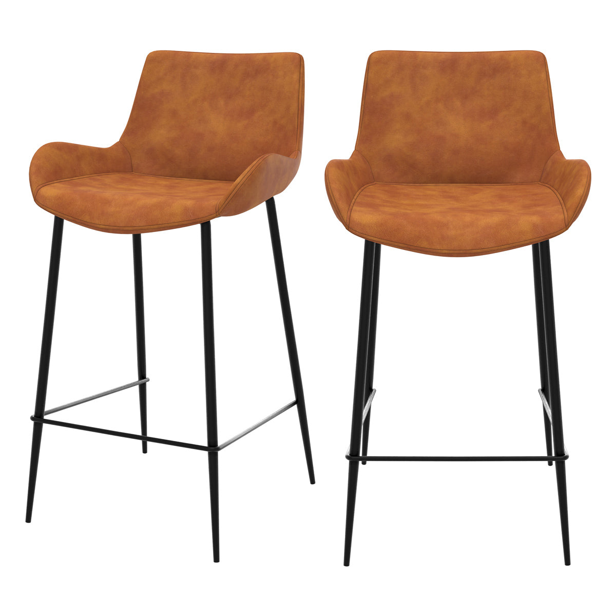 Chaise pour îlot central 65 cm en cuir synthétique camel (lot de 2)