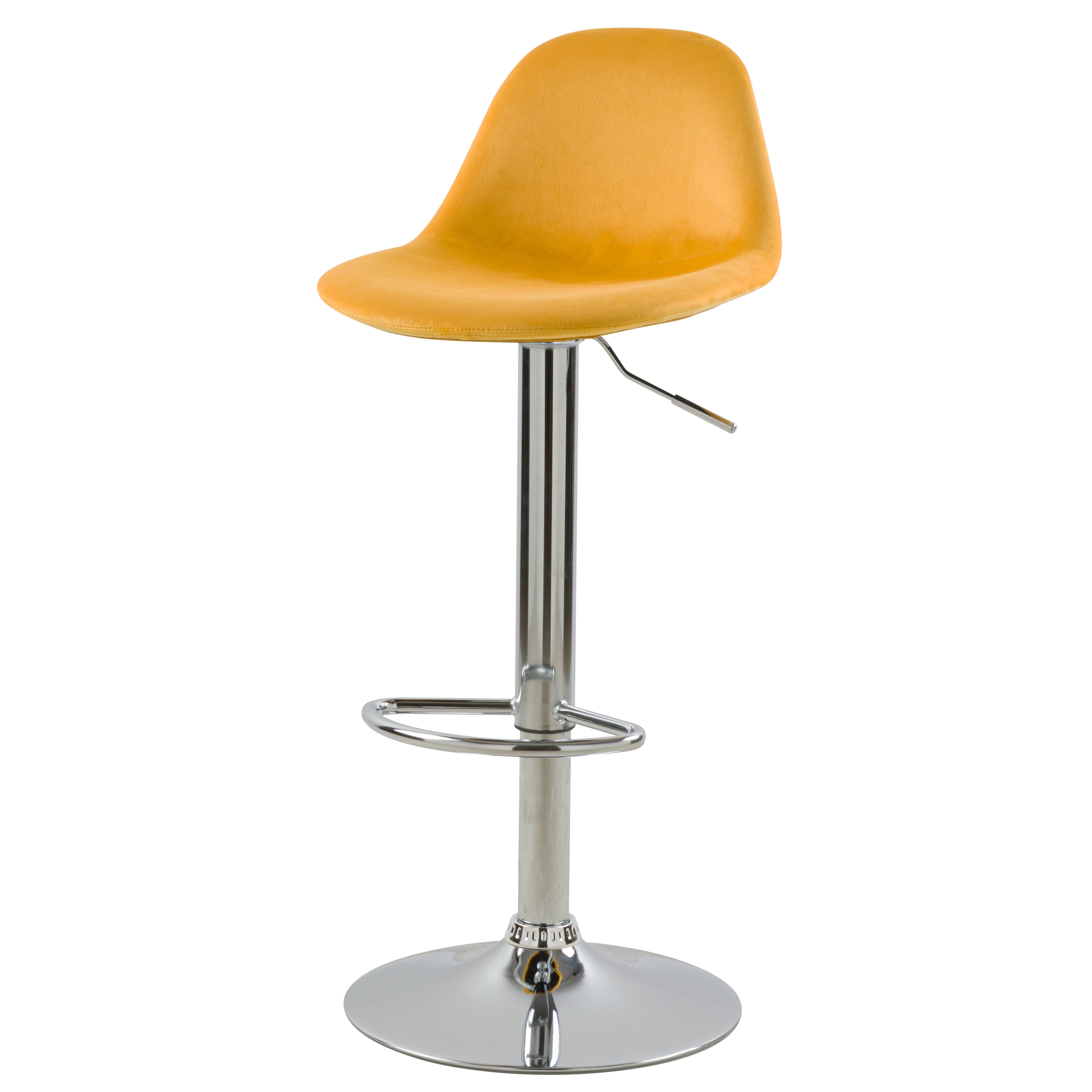Chaise de bar réglable 60/82 cm en velours jaune (photo) Chaise de bar réglable 60/82 cm en velours jaune