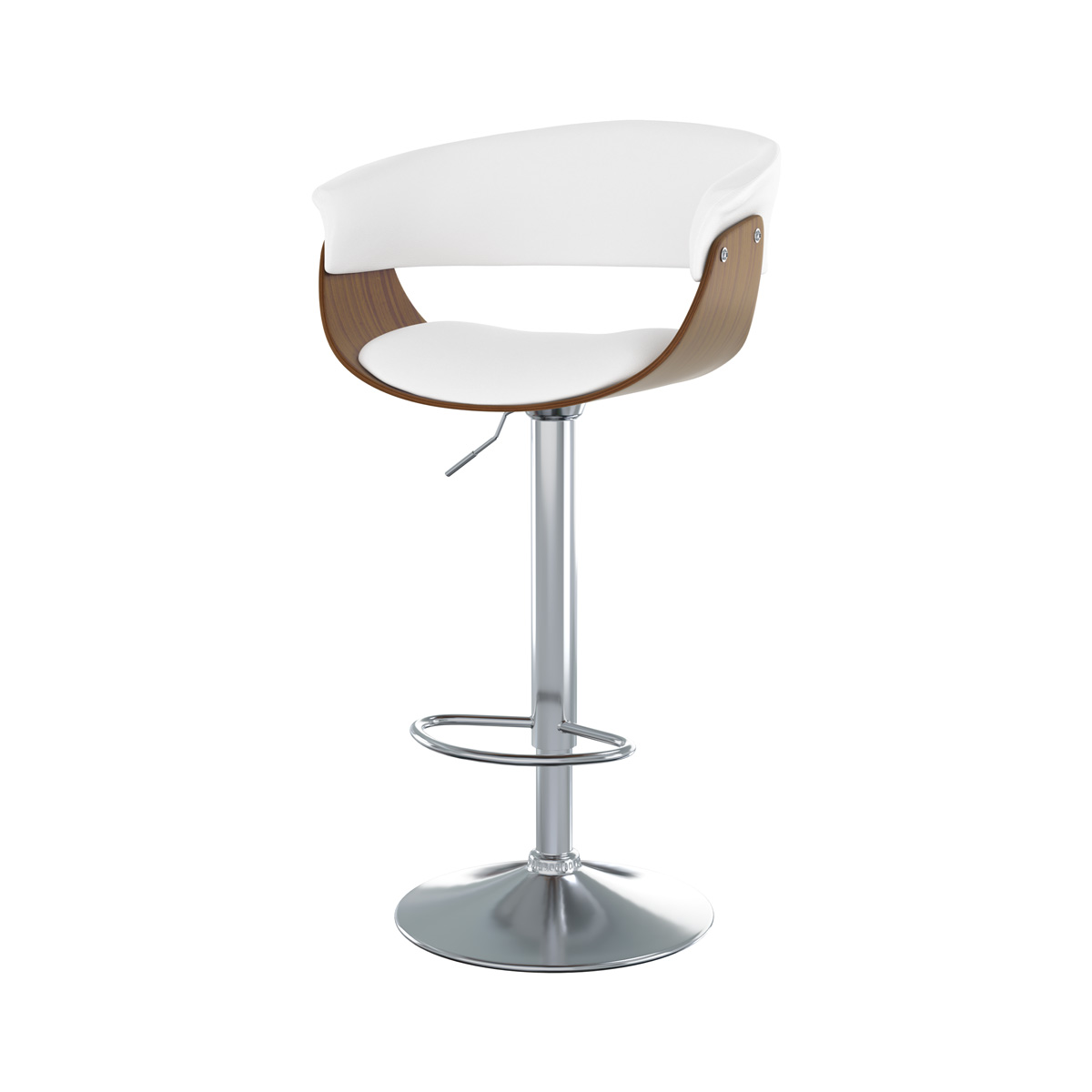 Chaise de bar réglable 59/81 cm cm en cuir synthétique blanc