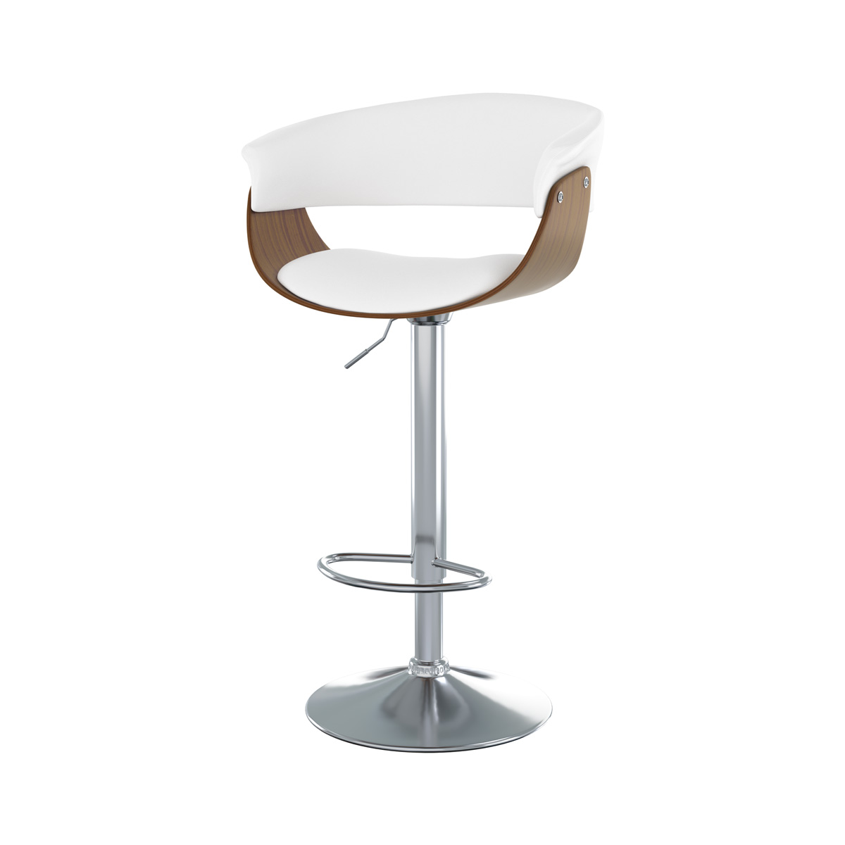 Chaise de bar réglable 65.5/81 cm en cuir synthétique blanc (photo) Chaise de bar réglable 65.5/81 cm en cuir synthétique blanc