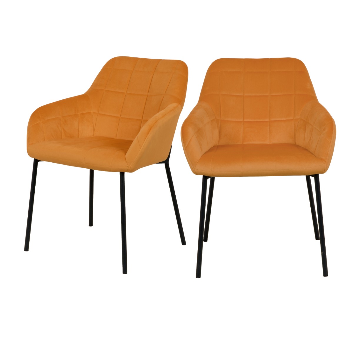 Chaise en velours jaune (lot de 2) (photo) Chaise en velours jaune (lot de 2)