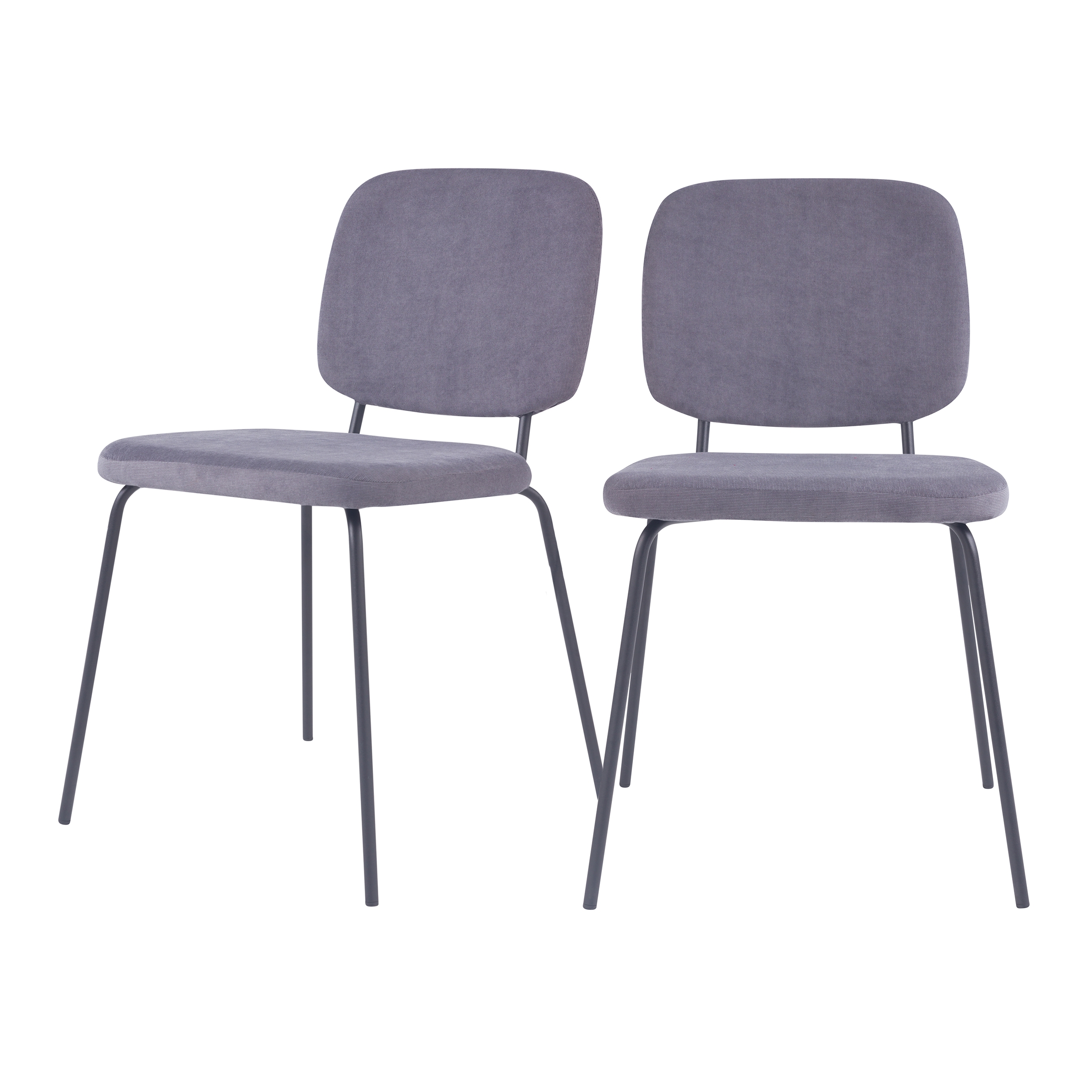 Chaise en velours côtelé gris (lot de 2)