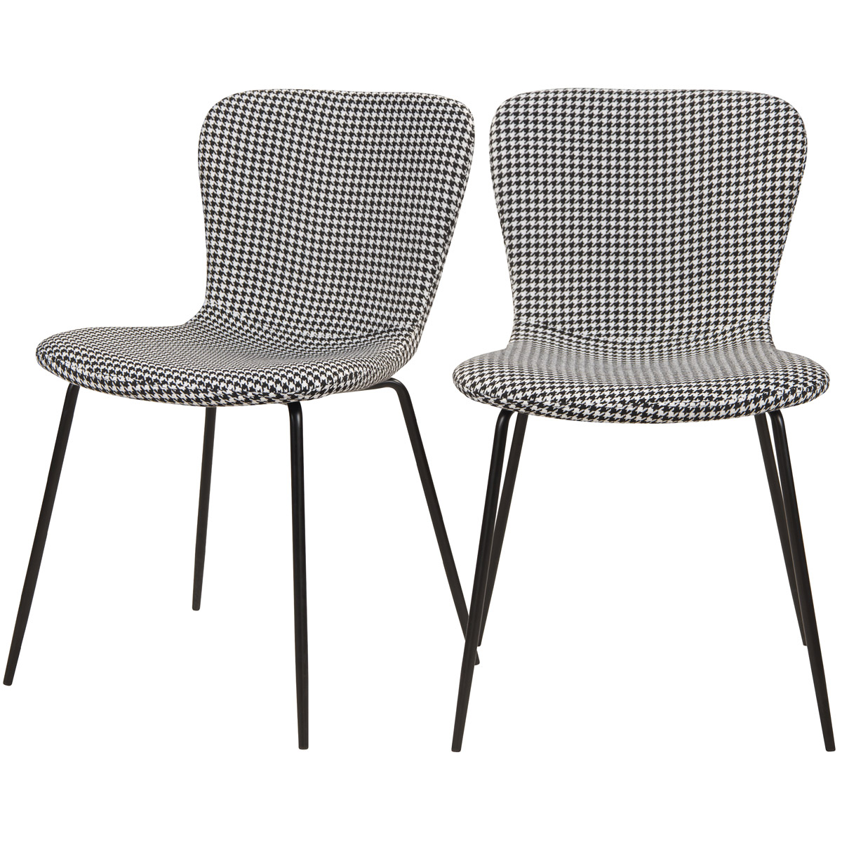Chaise à motifs pied-de-poule et pieds en métal (lot de 2) Chaise à motifs pied-de-poule et pieds en métal (lot de 2)