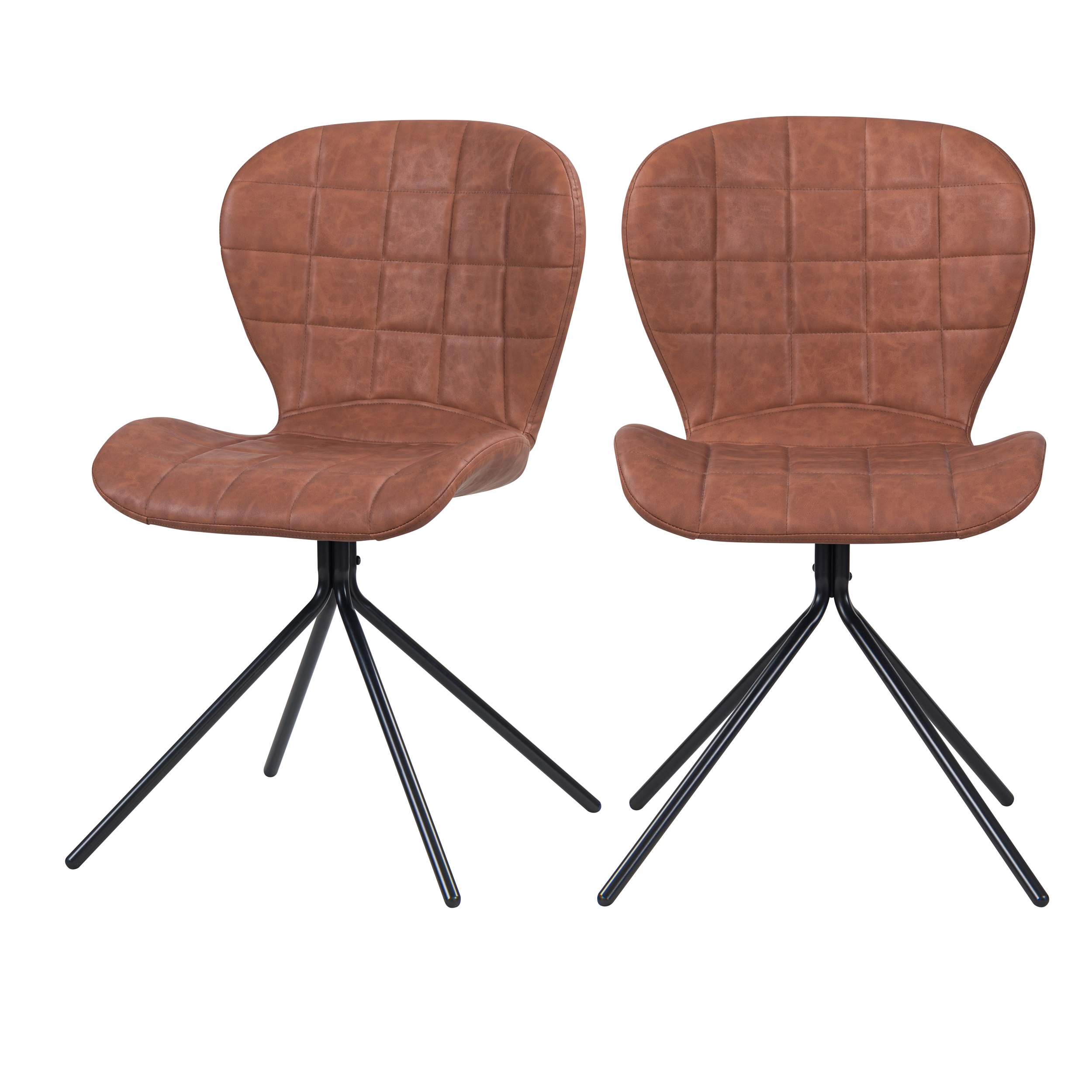 Chaise en PU molletonné camel et pieds en métal Chaise en PU molletonné camel et pieds en métal