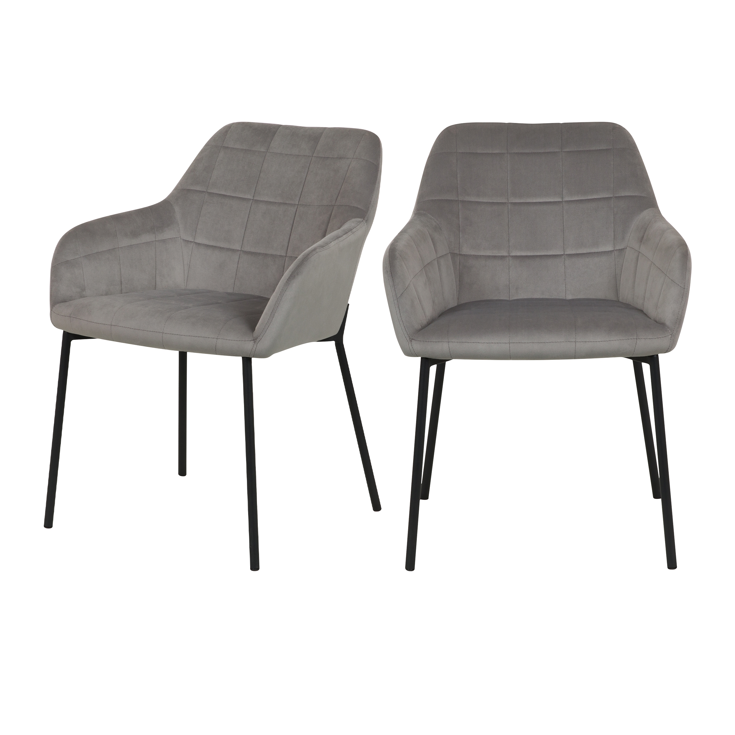 Chaise en velours gris (lot de 2)