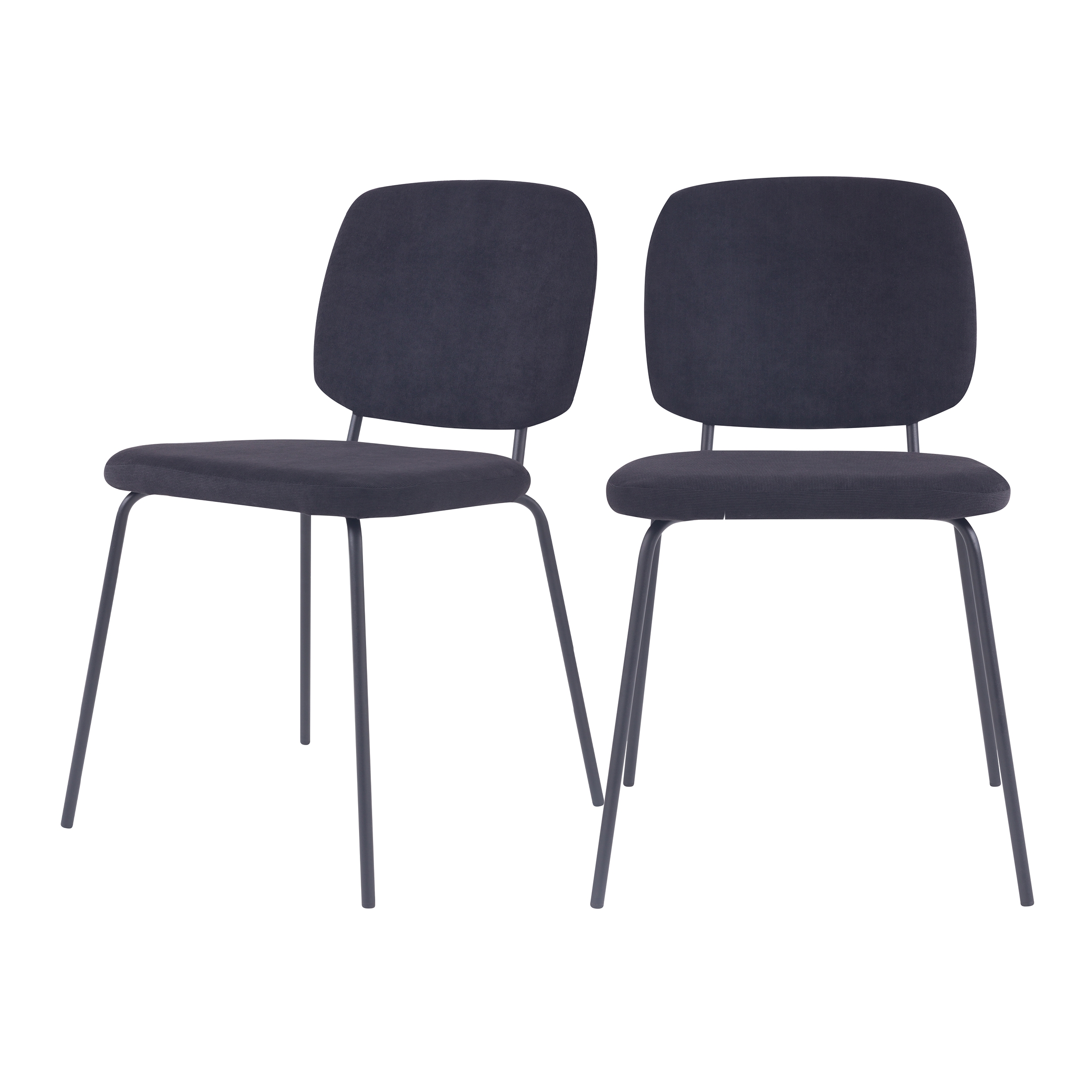 Chaise en velours côtelé noir (lot de 2) (photo) Chaise en velours côtelé noir (lot de 2)