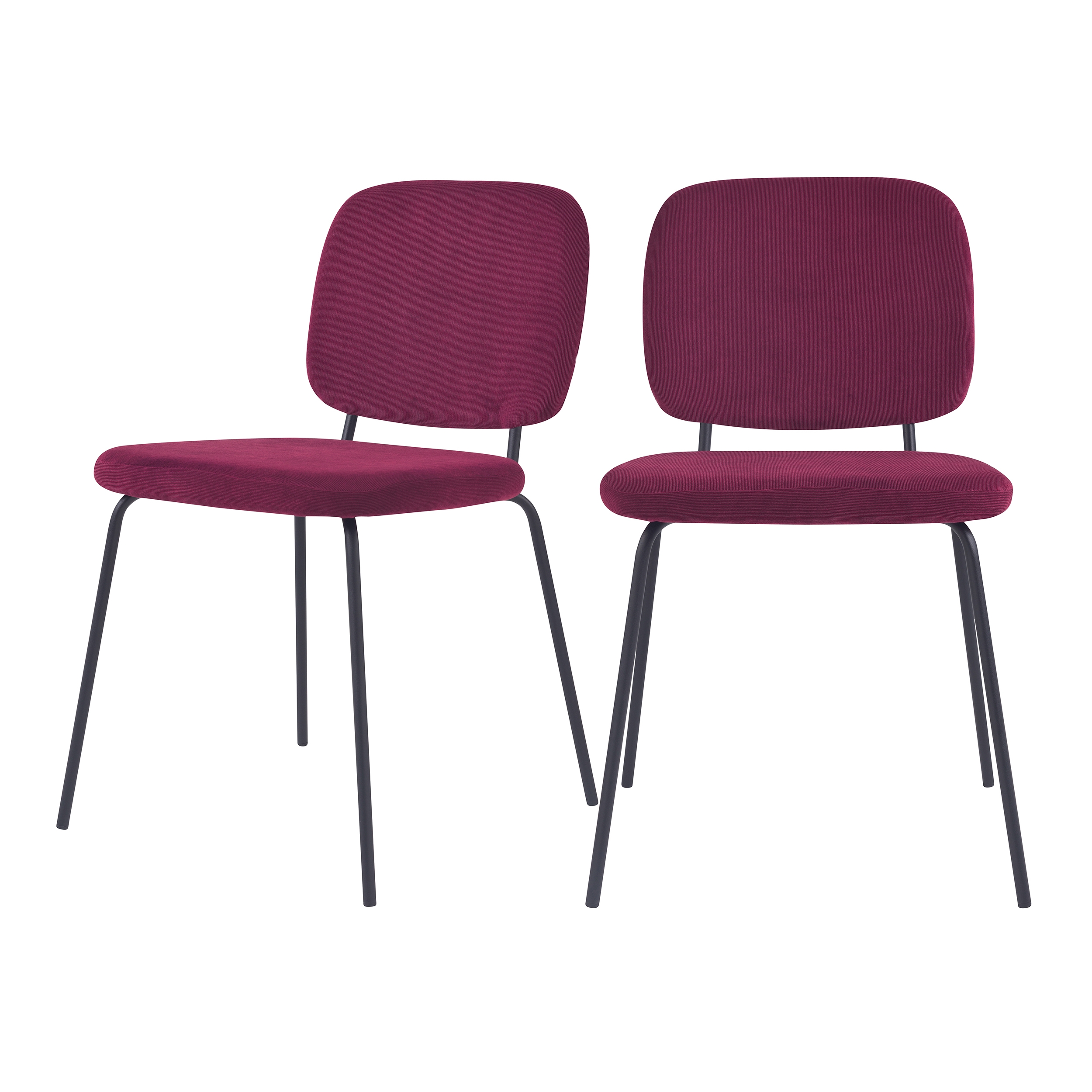 Chaise en velours côtelé prune (lot de 2) (photo) Chaise en velours côtelé prune (lot de 2)