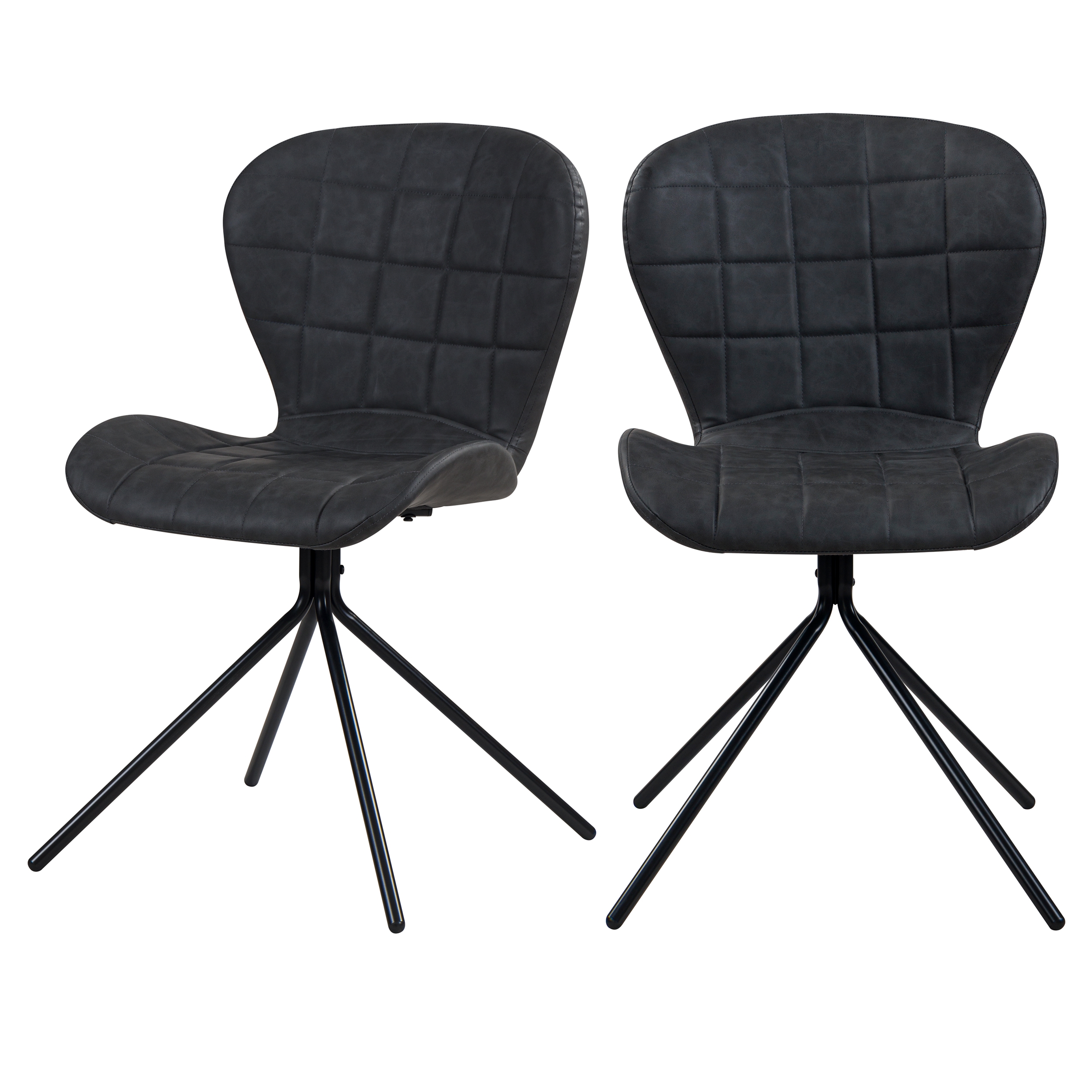 Chaise en PU molletonné gris foncé et pieds en métal Chaise en PU molletonné gris foncé et pieds en métal