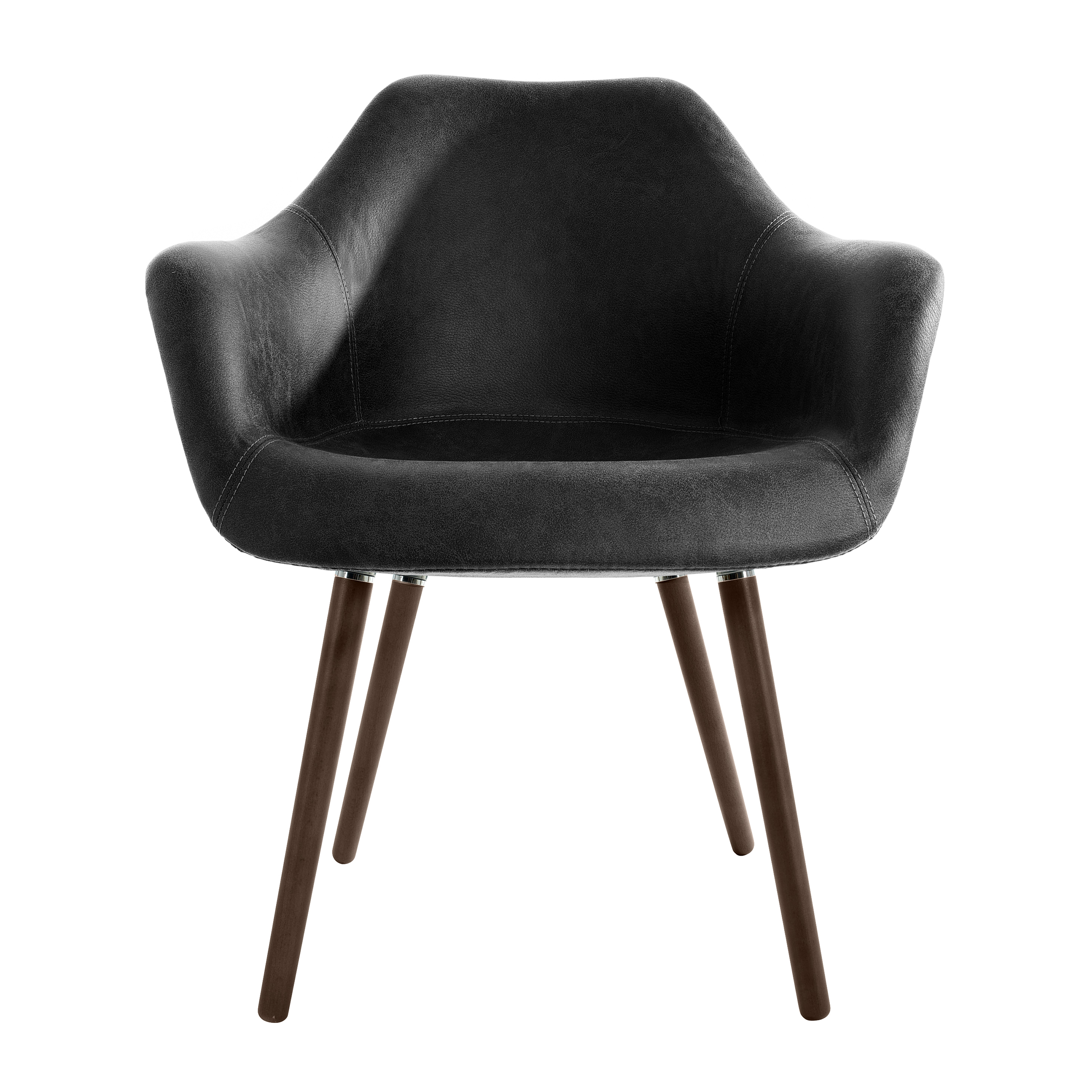Chaise en tissu noir effet cuir vieilli Chaise en tissu noir effet cuir vieilli