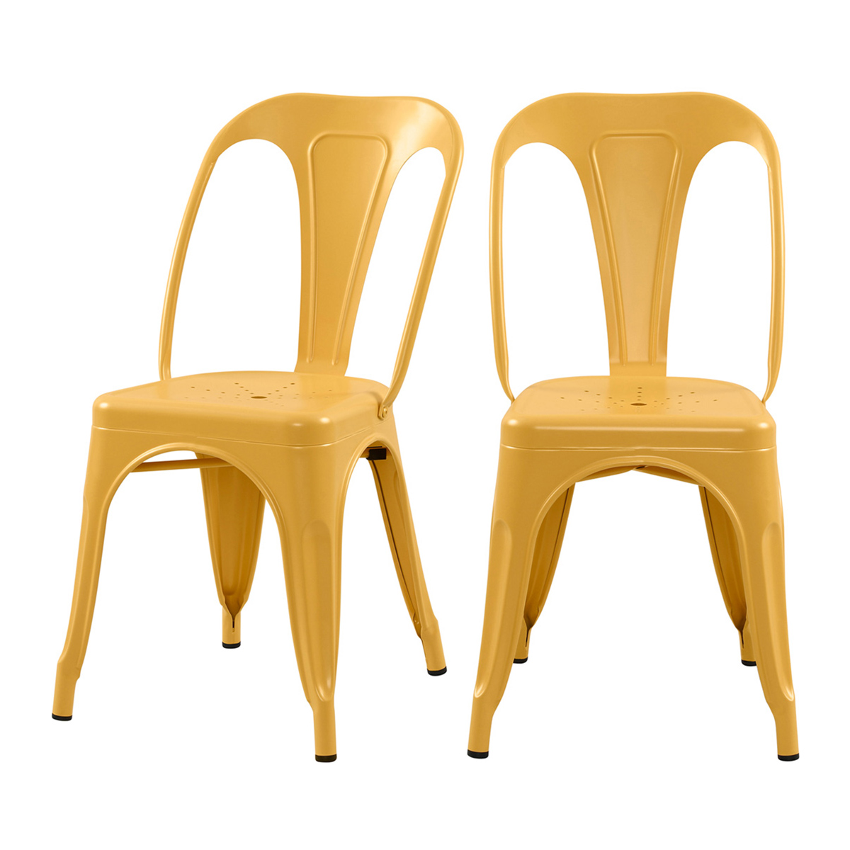 Chaise en métal jaune mat (lot de 2) Chaise en métal jaune mat (lot de 2)
