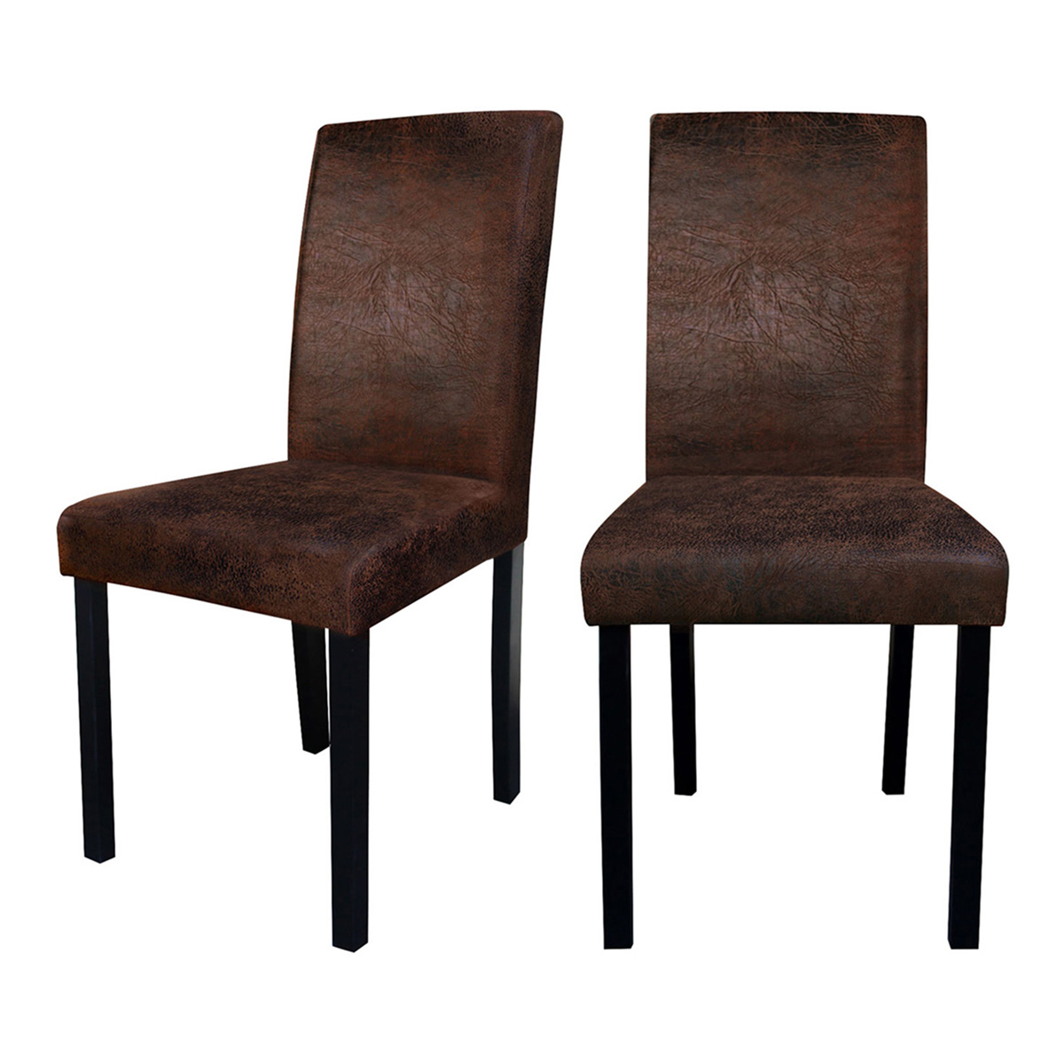 Chaise en tissu polyester marron (lot de 2) (photo) Chaise en tissu polyester marron (lot de 2)