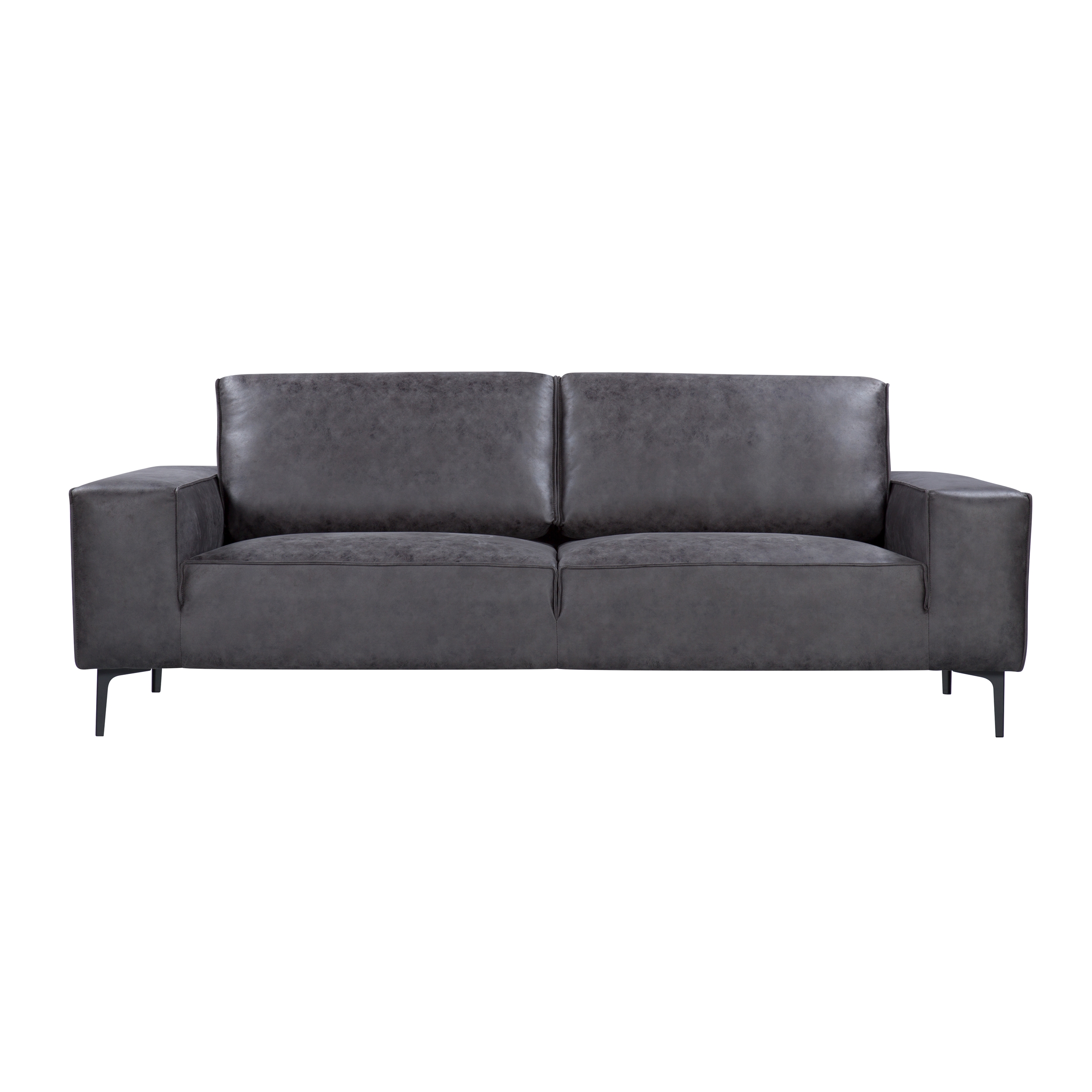 Canapé 3 places en tissu gris foncé effet cuir synthétique