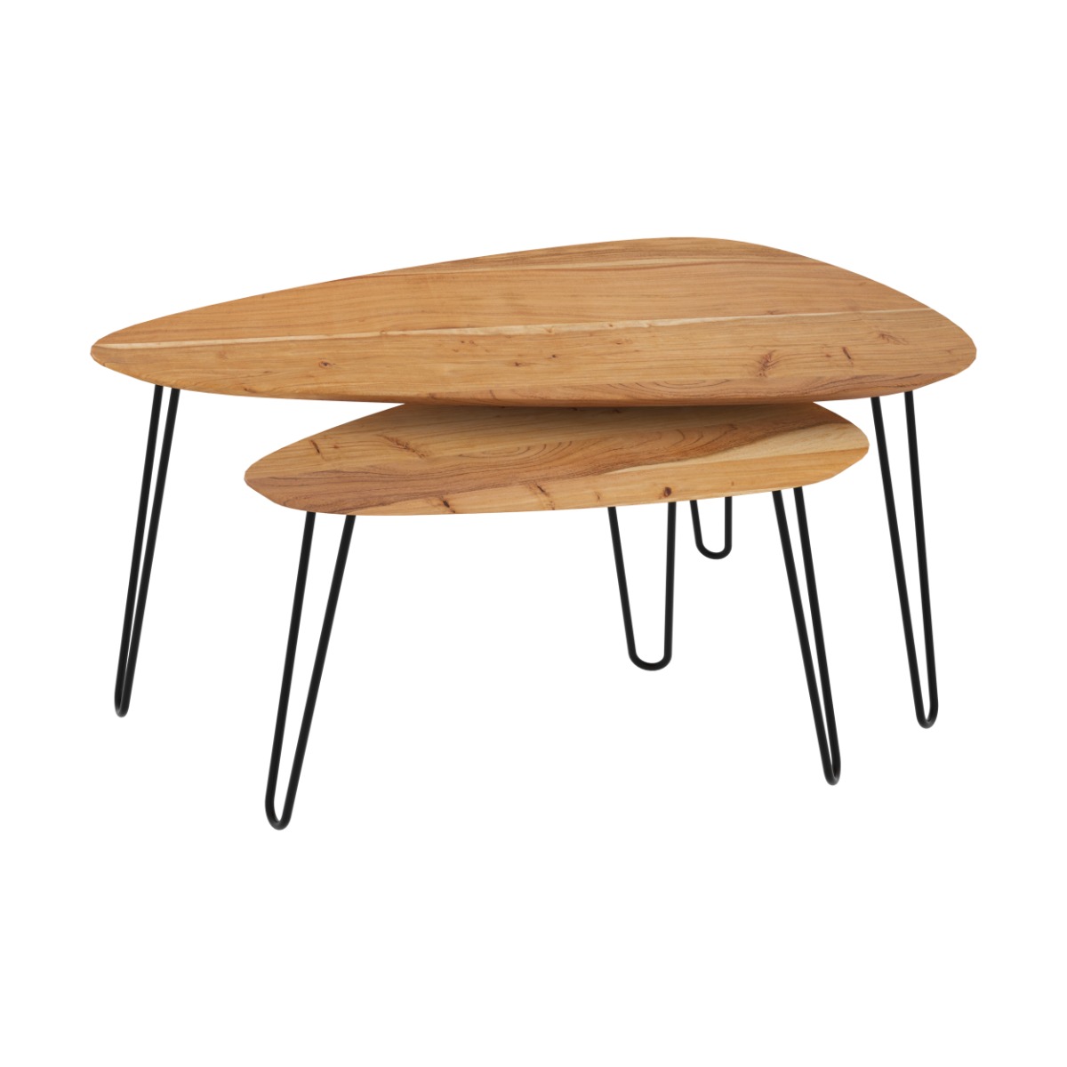 Table basse ovale gigogne en bois (lot de 2)