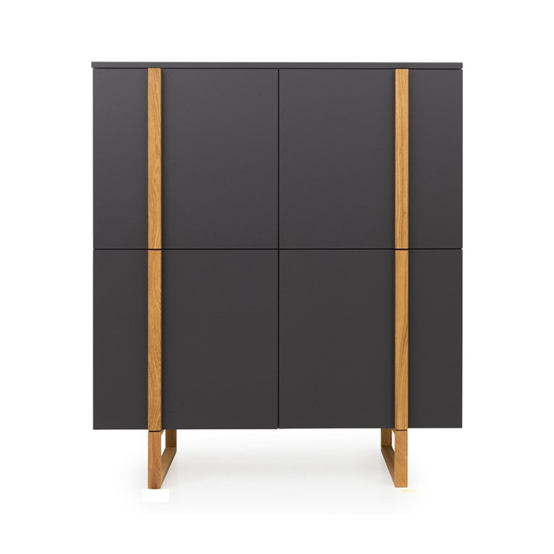 Buffet haut 4 portes en bois Gris Anthracite