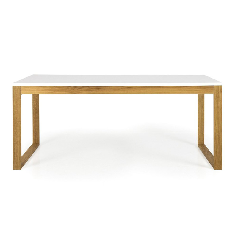 Table à manger 180x90cm en bois plateau blanc