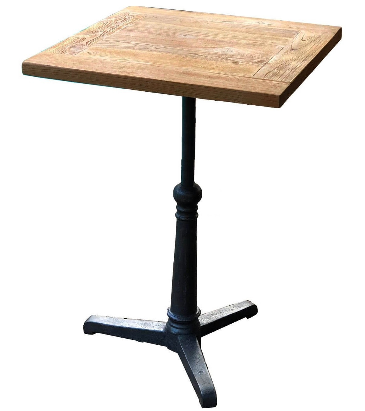 Table haute carrée 60 cm acier et bois massif