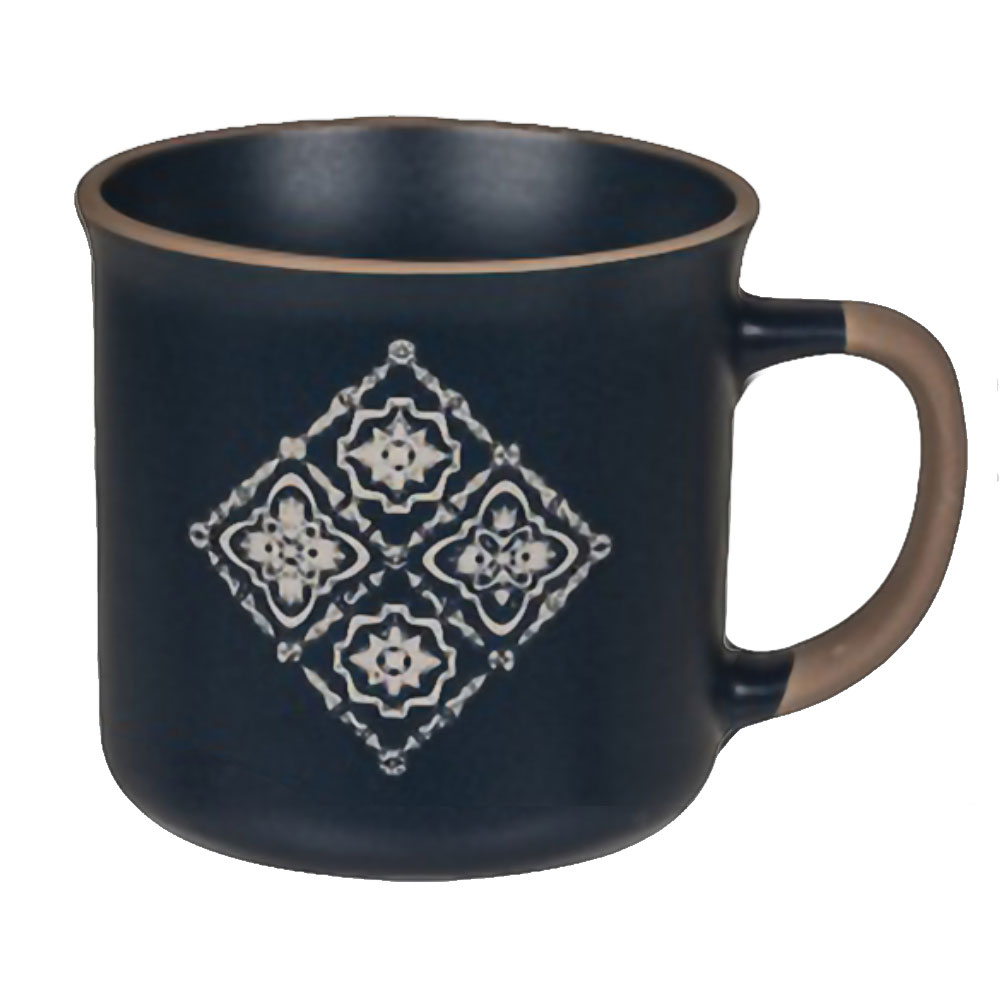 Tasse en céramique bleue motif carreaux Tasse en céramique bleue motif carreaux
