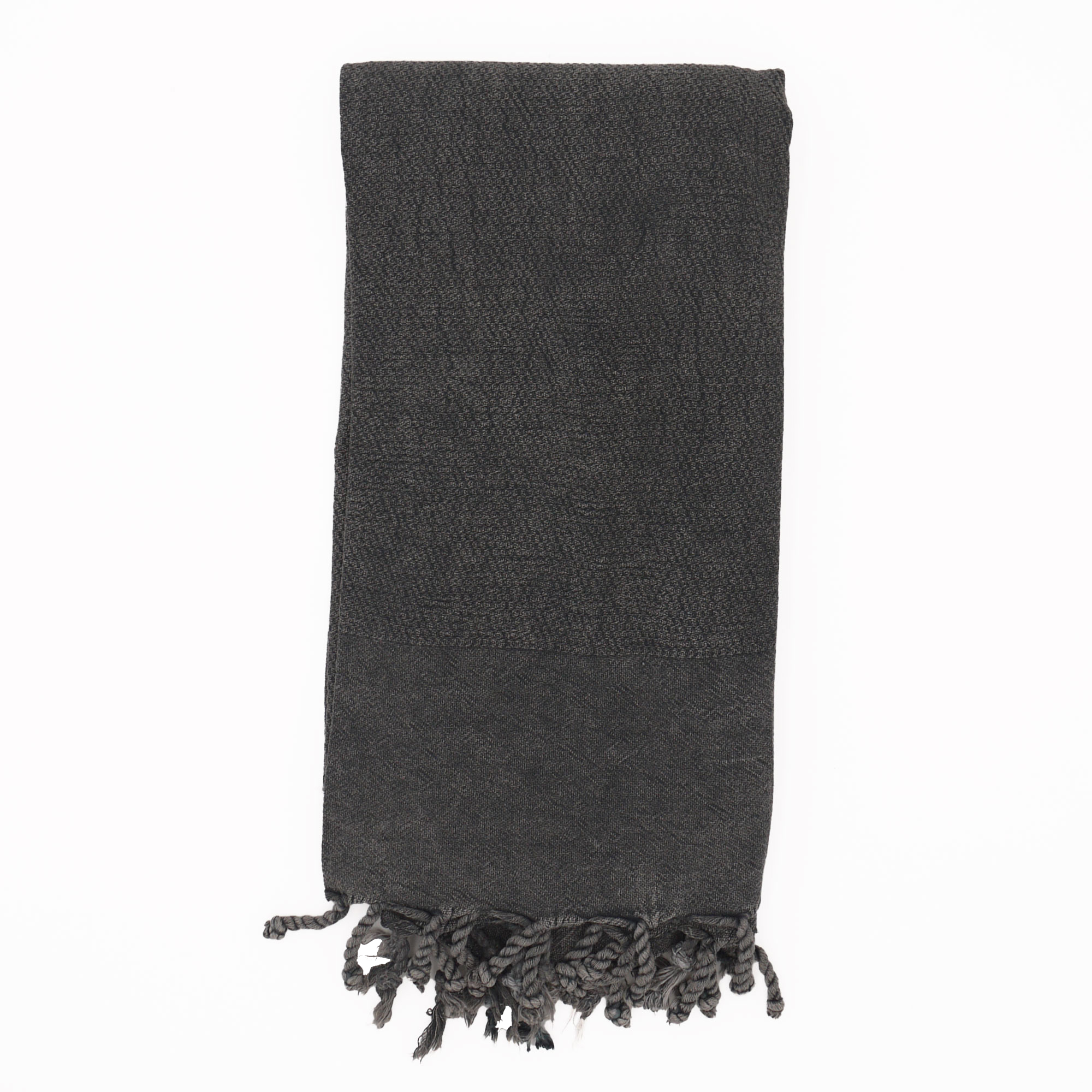 fouta vintage 100% coton avec franges noire 95x170cm