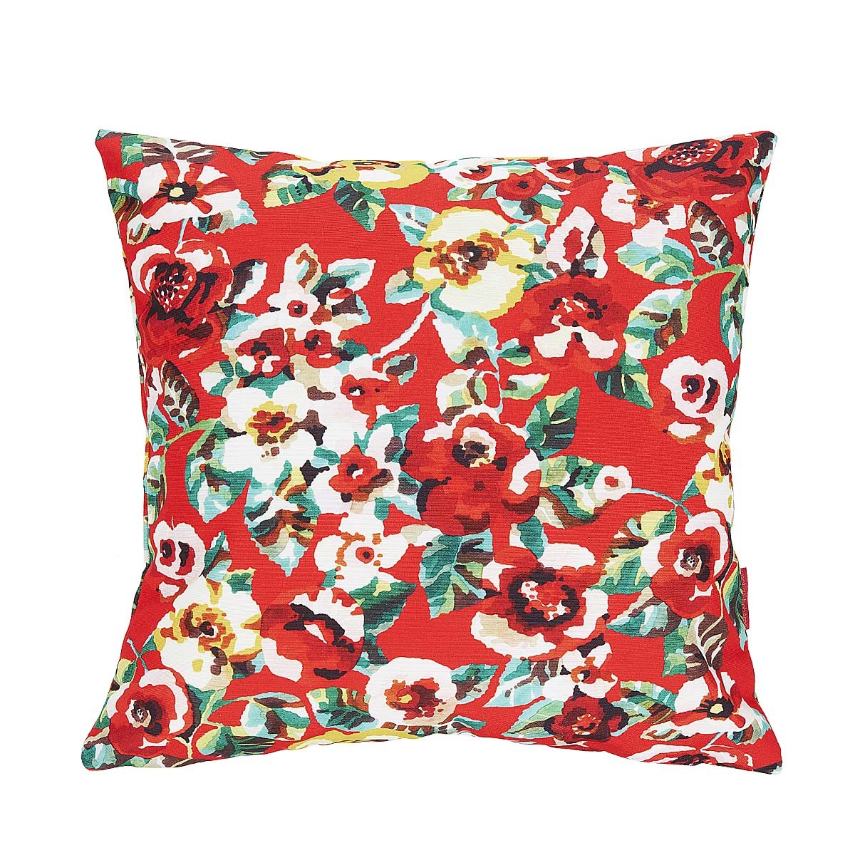 Housse de coussin extérieur imprimé fleuri rouge 45x45