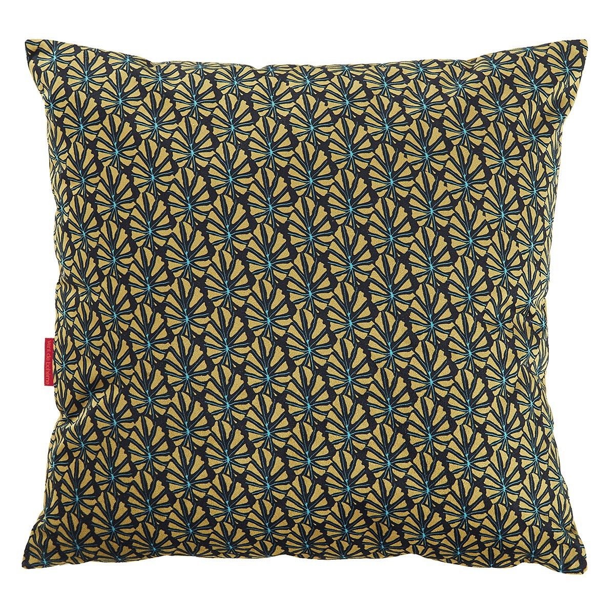 Housse de Coussin velours imprimé graphique jaune 45x45 cm Housse de Coussin velours imprimé graphique jaune 45x45 cm