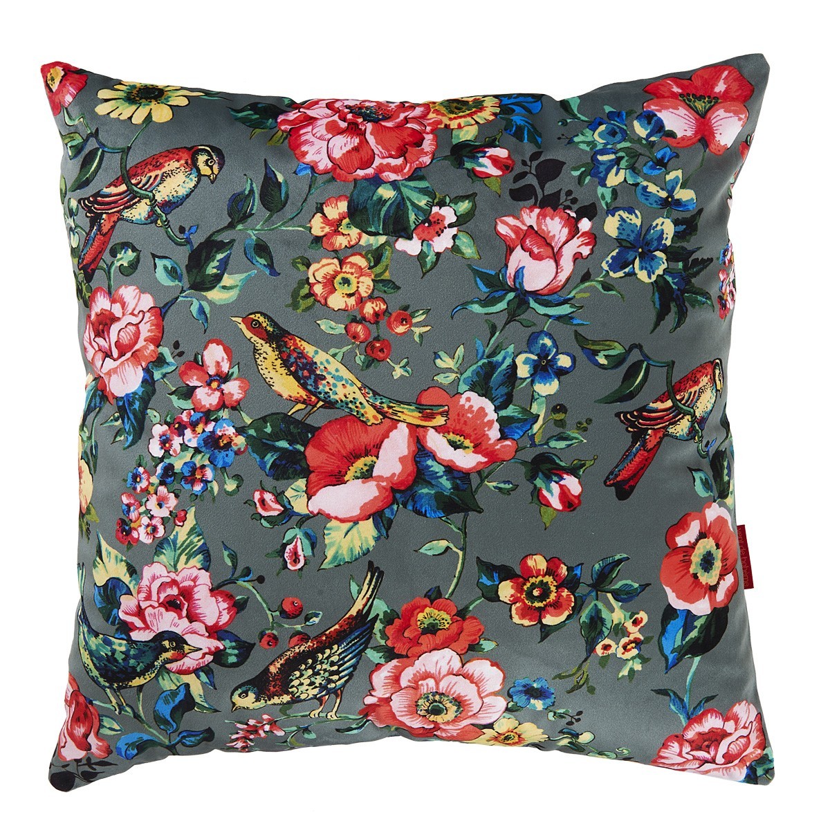 Housse de Coussin velours imprimé fleuri gris 45x45 cm Housse de Coussin velours imprimé fleuri gris 45x45 cm