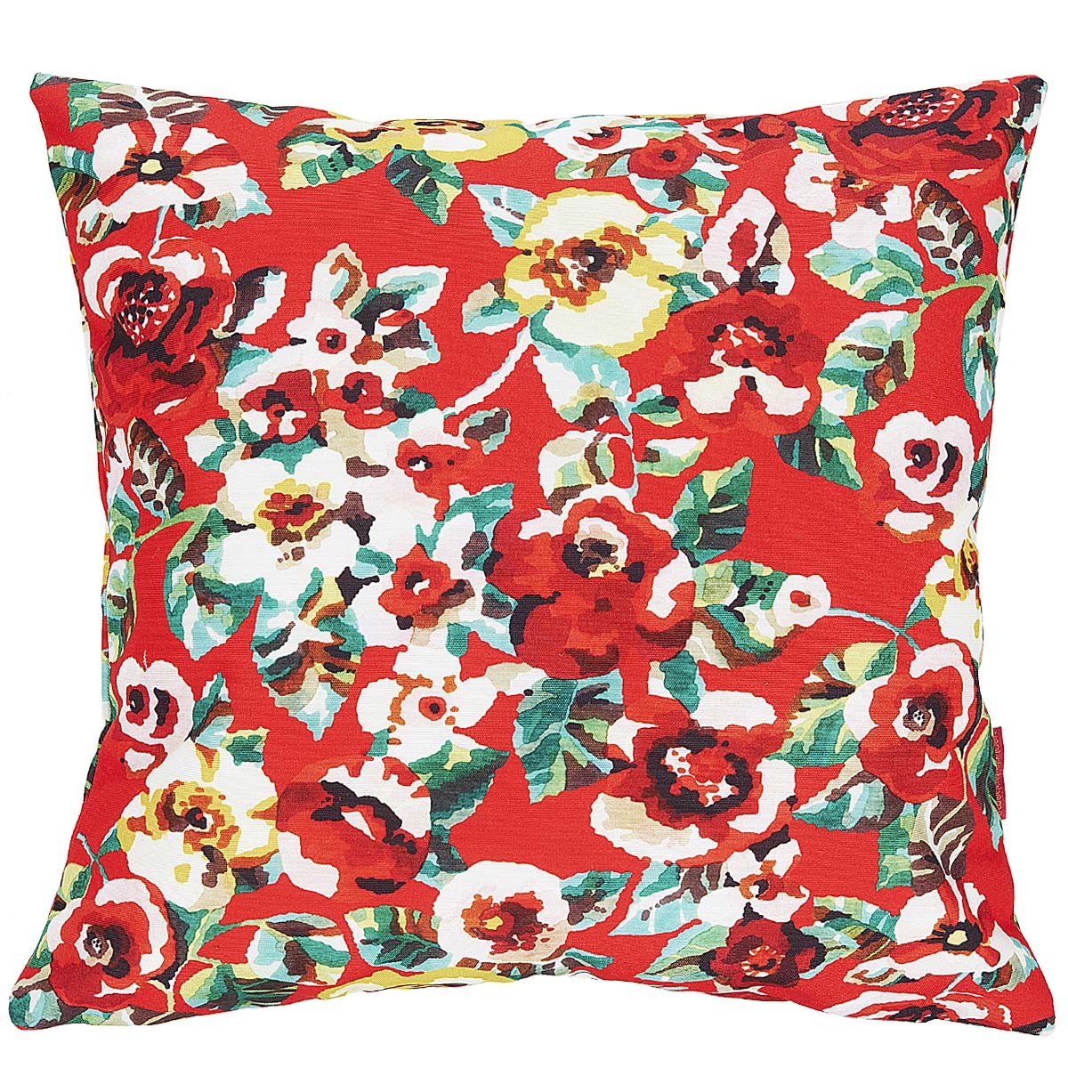 Housse de coussin extérieur imprimé fleuri rouge 60x60