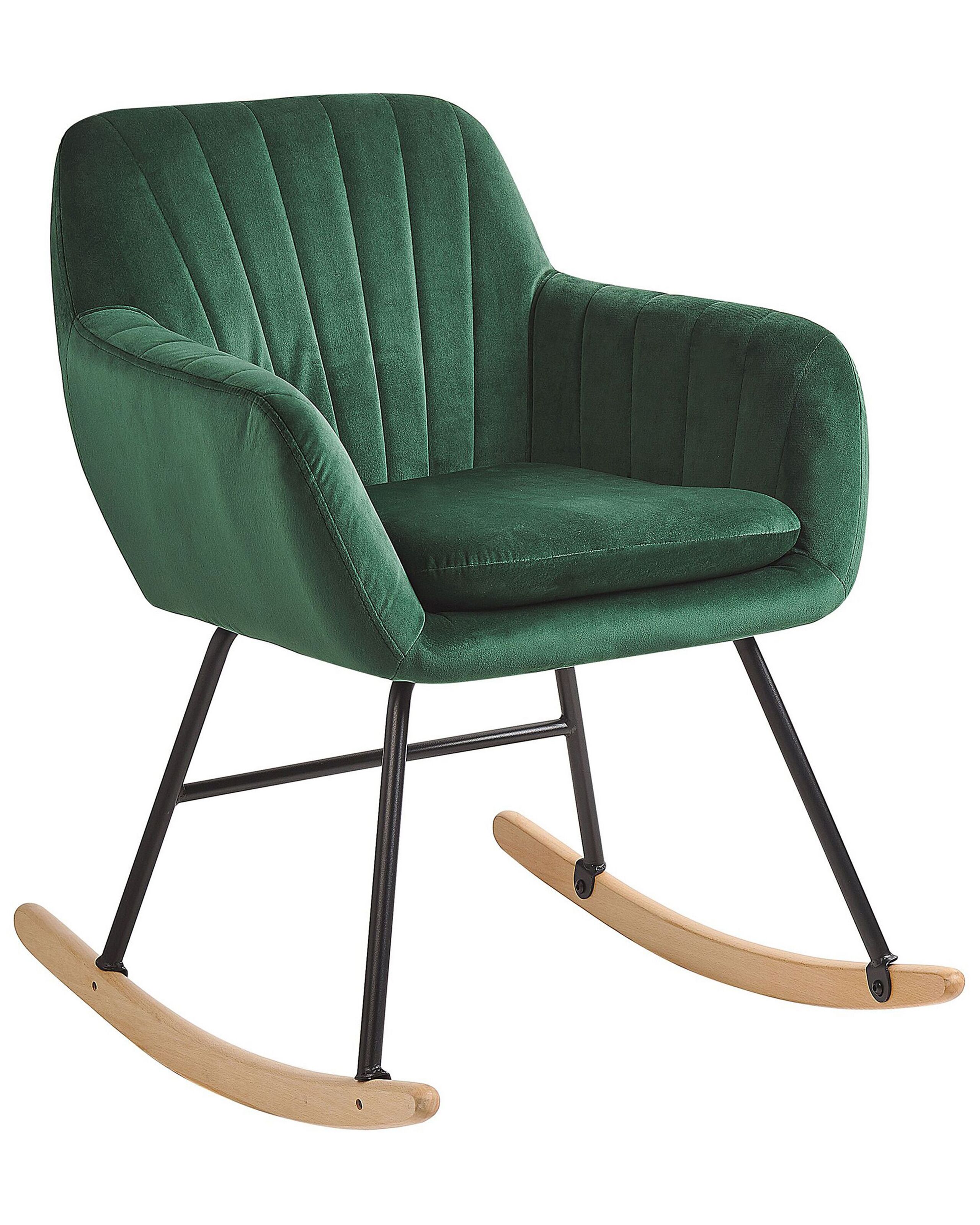 Chaise à bascule en velours vert (photo) Chaise à bascule en velours vert