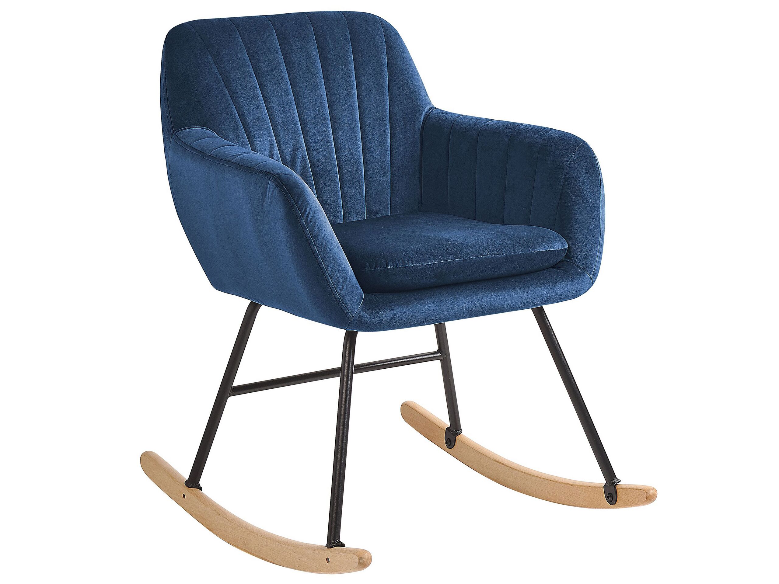 chaise à bascule en velours bleu cobalt