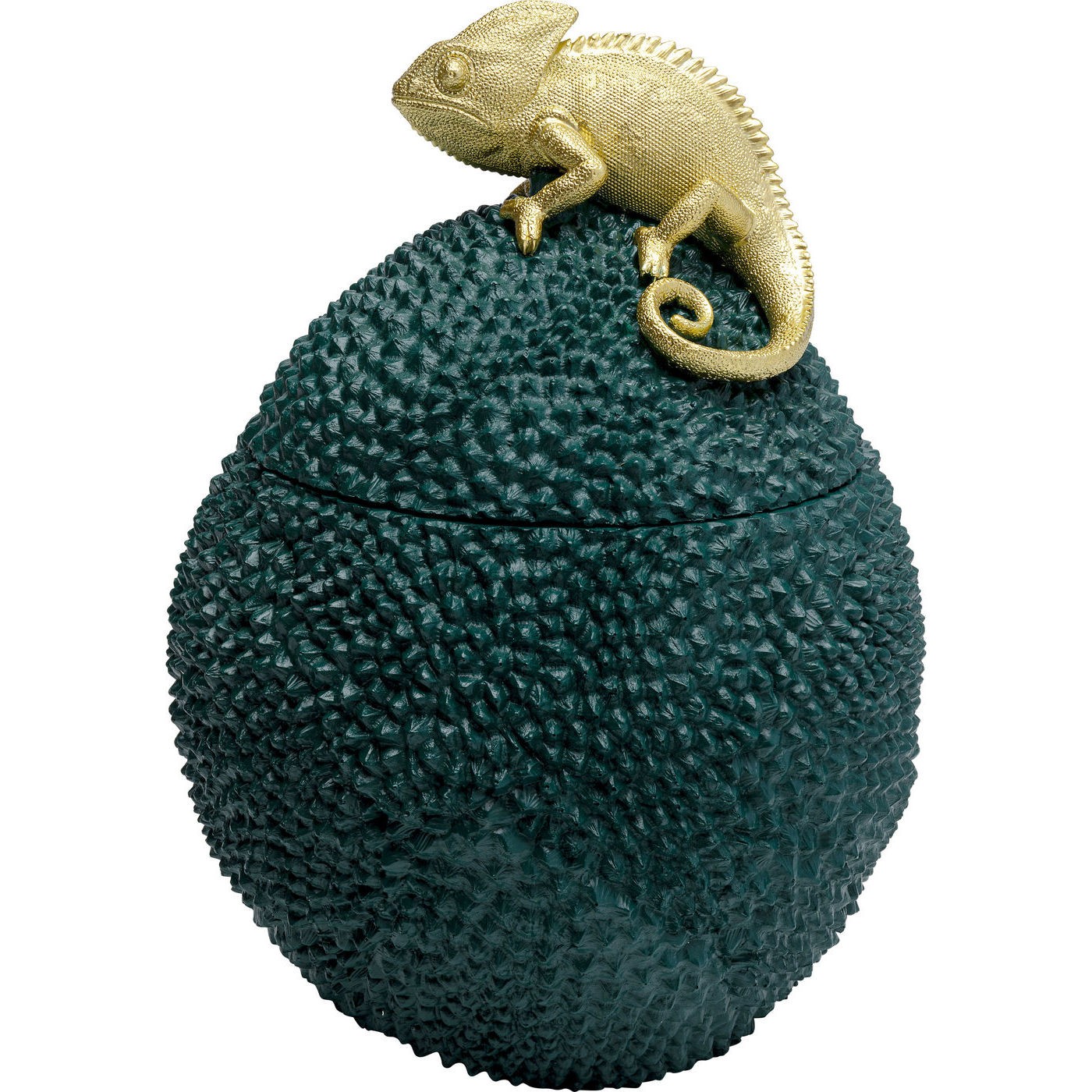 Boîte verte caméléon doré en polyrésine H34 Boîte verte caméléon doré en polyrésine H34