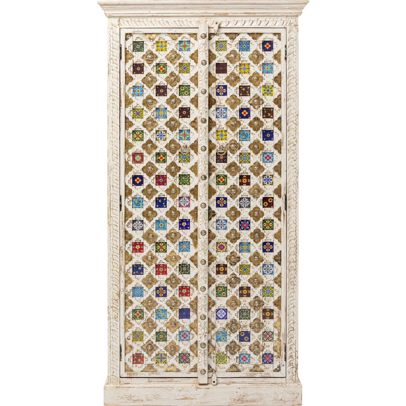 Armoire 2 portes en manguier massif mosaïques (photo) Armoire 2 portes en manguier massif mosaïques