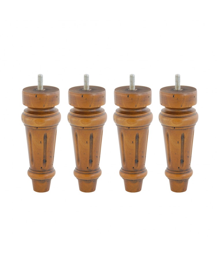 Lot de 4 pieds de lit Louis XVI H15cm finiton Bois vieilli (photo) Lot de 4 pieds de lit Louis XVI H15cm finiton Bois vieilli