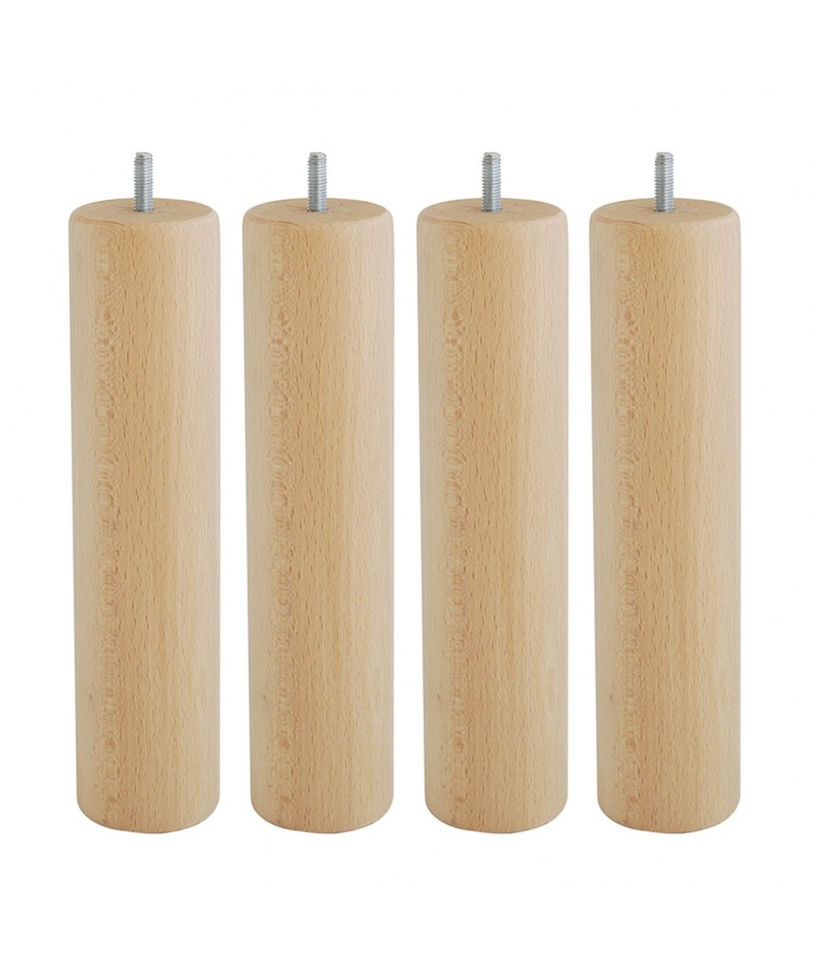 Lot de 4 pieds de lit cylindre H25cm finiton Huilé (photo) Lot de 4 pieds de lit cylindre H25cm finiton Huilé