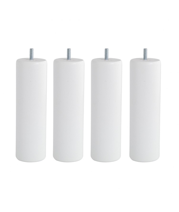 Lot de 4 pieds de lit cylindre H20cm finiton Blanc (photo) Lot de 4 pieds de lit cylindre H20cm finiton Blanc