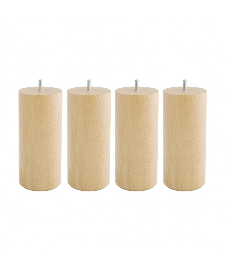 Lot de 4 pieds de lit cylindre H20cm finiton Vernis Naturel (photo) Lot de 4 pieds de lit cylindre H20cm finiton Vernis Naturel