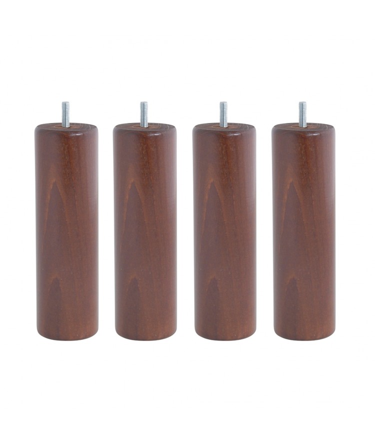 Lot de 4 pieds de lit cylindre H20cm finiton Noyer (photo) Lot de 4 pieds de lit cylindre H20cm finiton Noyer