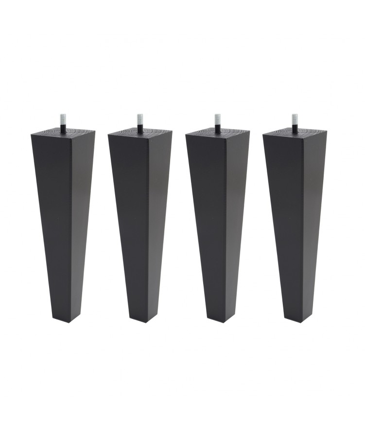 Lot de 4 pieds de lit pyramide H25cm finiton Noir (photo) Lot de 4 pieds de lit pyramide H25cm finiton Noir