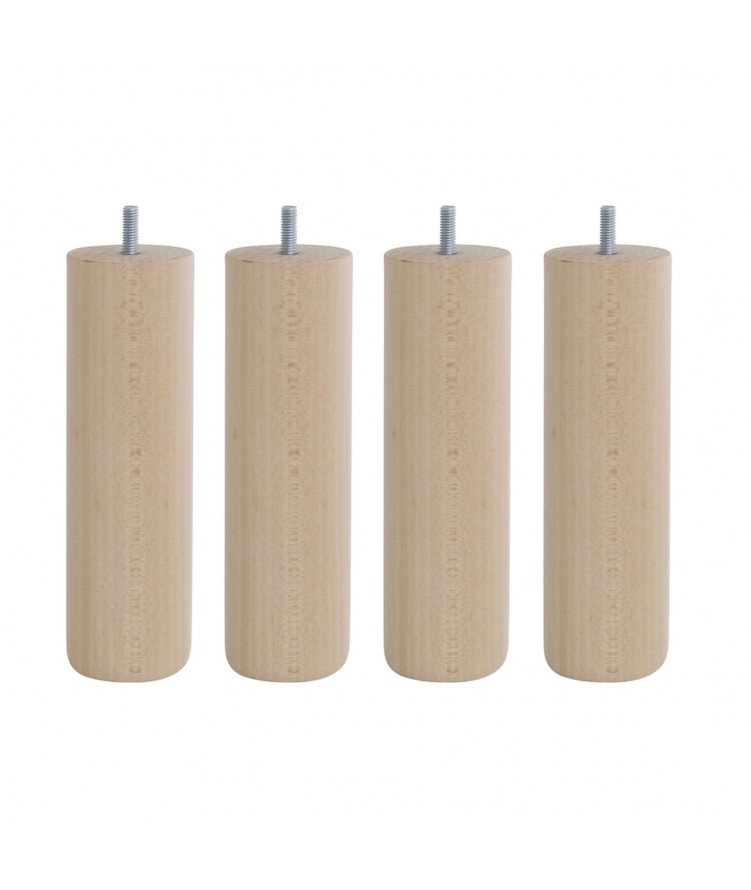 Lot de 4 pieds de lit cylindre H20cm finiton Huilé (photo) Lot de 4 pieds de lit cylindre H20cm finiton Huilé