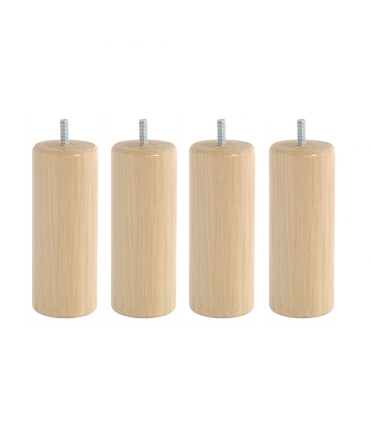 Lot de 4 pieds de lit cylindre H15cm finiton Vernis Naturel (photo) Lot de 4 pieds de lit cylindre H15cm finiton Vernis Naturel
