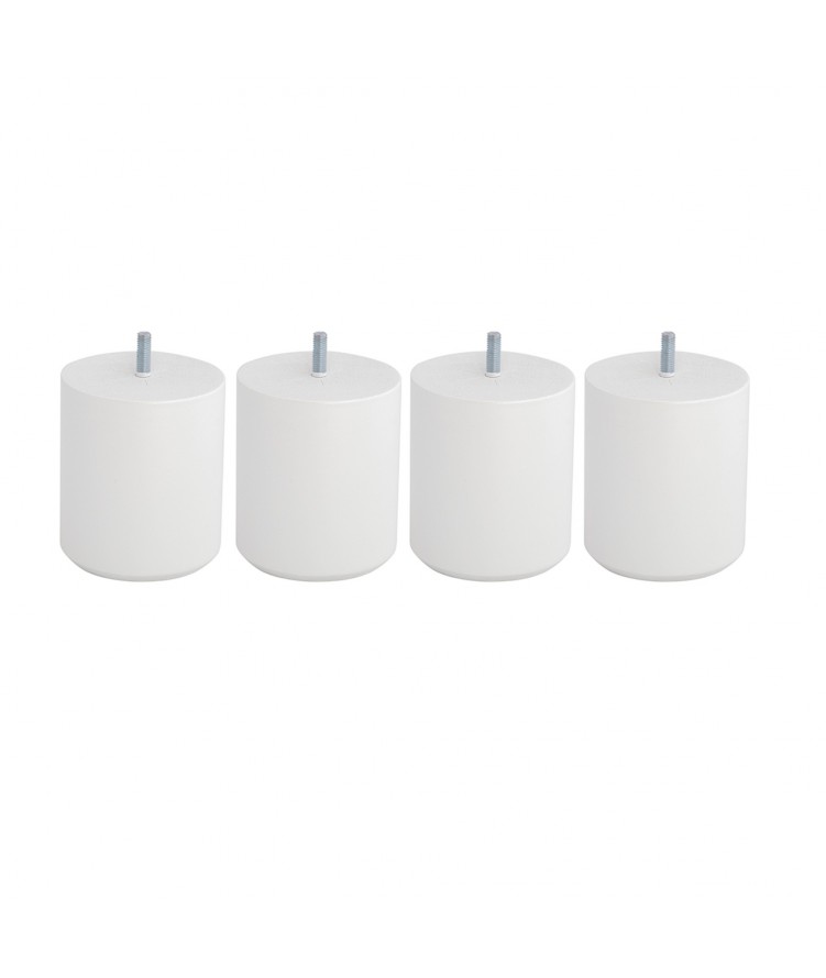 Lot de 4 pieds de lit cylindre H10cm finiton Blanc nacré (photo) Lot de 4 pieds de lit cylindre H10cm finiton Blanc nacré