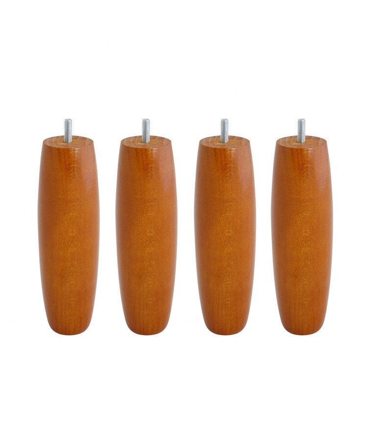 Lot de 4 pieds de lit olive H20cm finiton Merisier (photo) Lot de 4 pieds de lit olive H20cm finiton Merisier