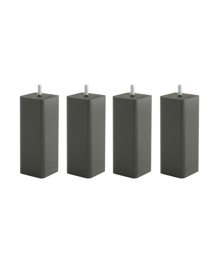 Lot de 4 pieds de lit carrés H15cm finiton Noir (photo) Lot de 4 pieds de lit carrés H15cm finiton Noir