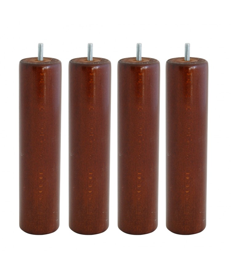 Lot de 4 pieds de lit cylindre H25cm finiton Noyer (photo) Lot de 4 pieds de lit cylindre H25cm finiton Noyer